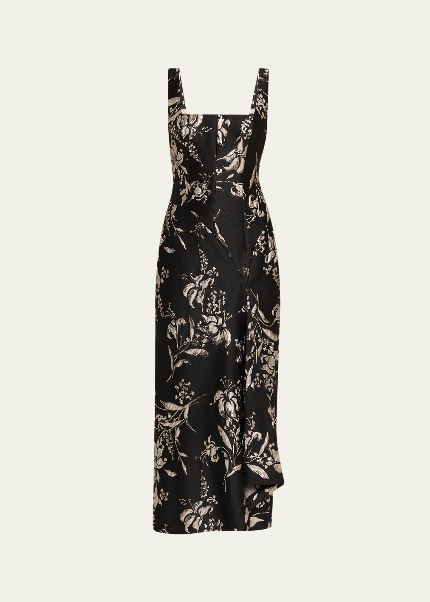 metallic floral jacquard fit & flare dress Metallic Floral Jacquard Fit & Flare Cocktail Dress (Women)