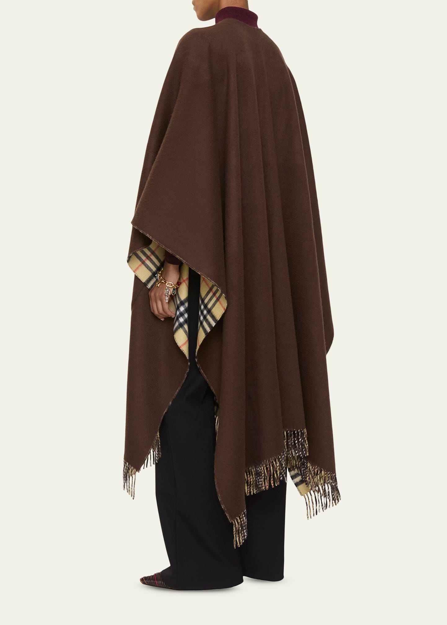 Burberry Reversible Check Wool Cashmere Cape - Bergdorf Goodman