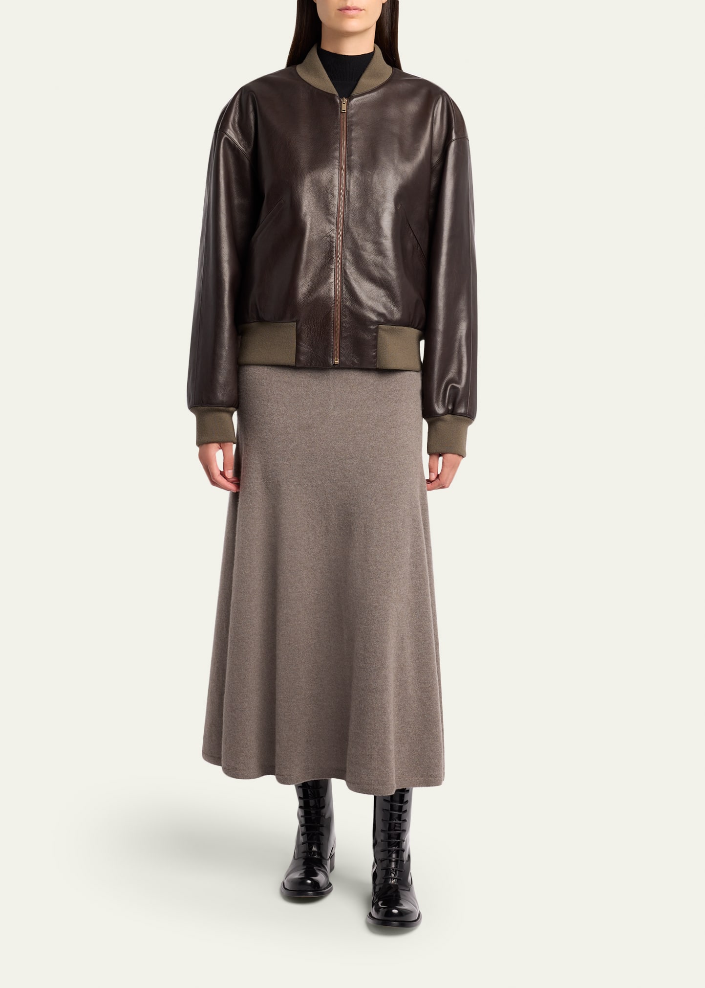 THE ROW Morisel Leather Bomber Jacket - Bergdorf Goodman