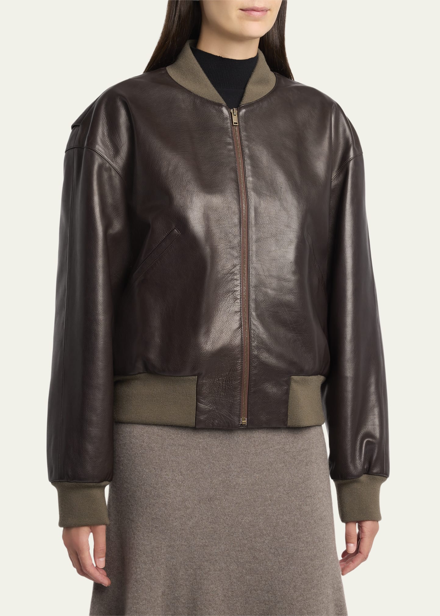 THE ROW Morisel Leather Bomber Jacket - Bergdorf Goodman