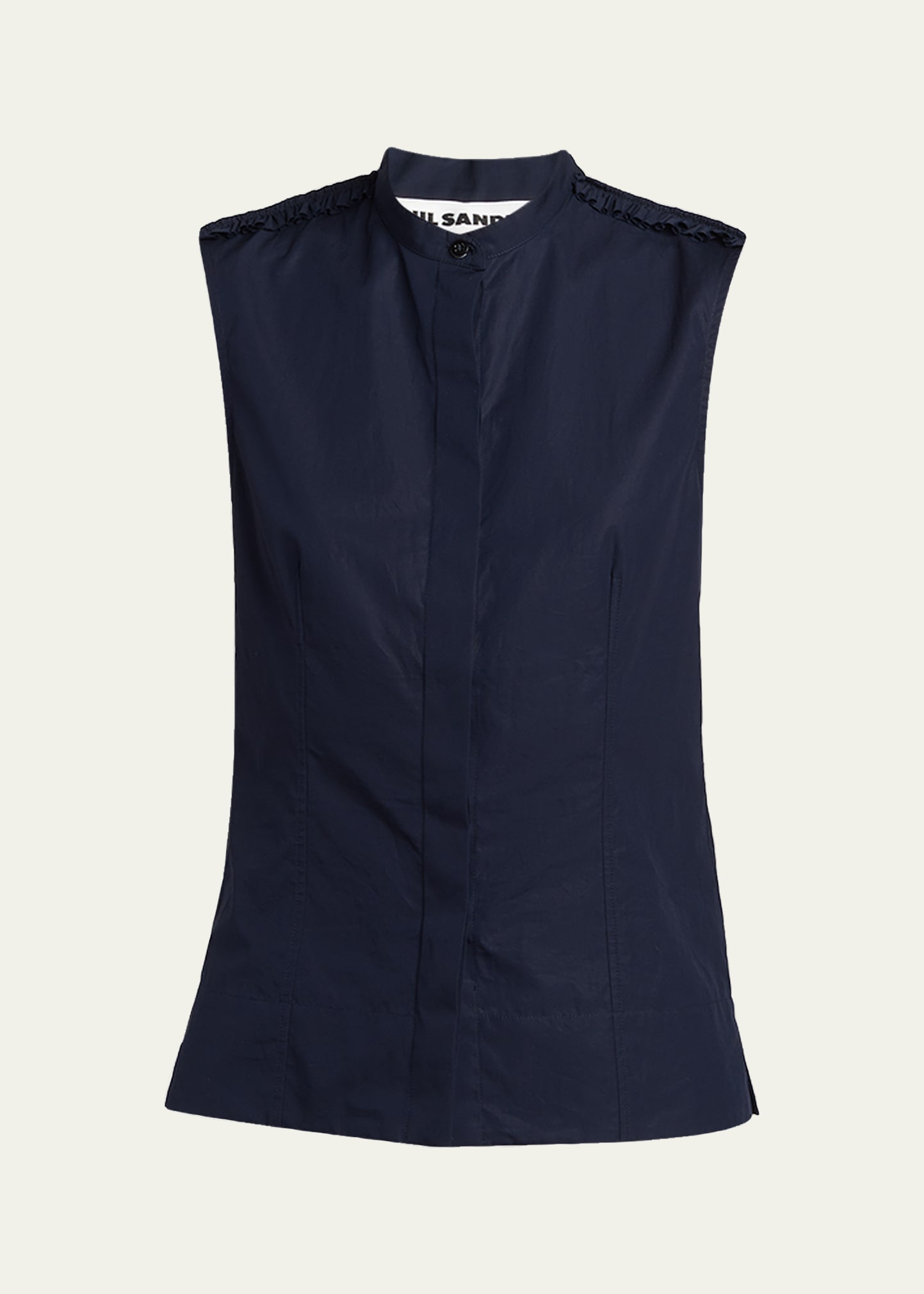 JIL SANDER VEST SHIRT BLACK 【新品・未使用】 Jil Sander Ruffle-Shoulder Sleeveless Button-Down Shirt - Bergdorf
