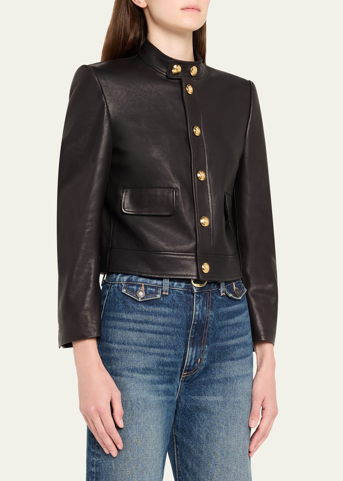 Nili Lotan Hadley Leather Crop Jacket - Bergdorf Goodman