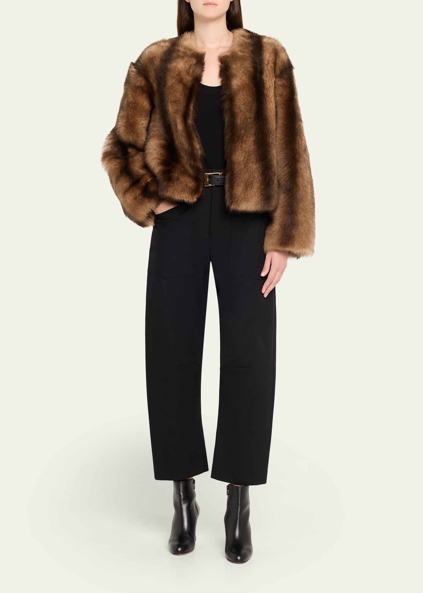 Nili Lotan Elan Lamb Shearling Collarless Jacket - Bergdorf Goodman