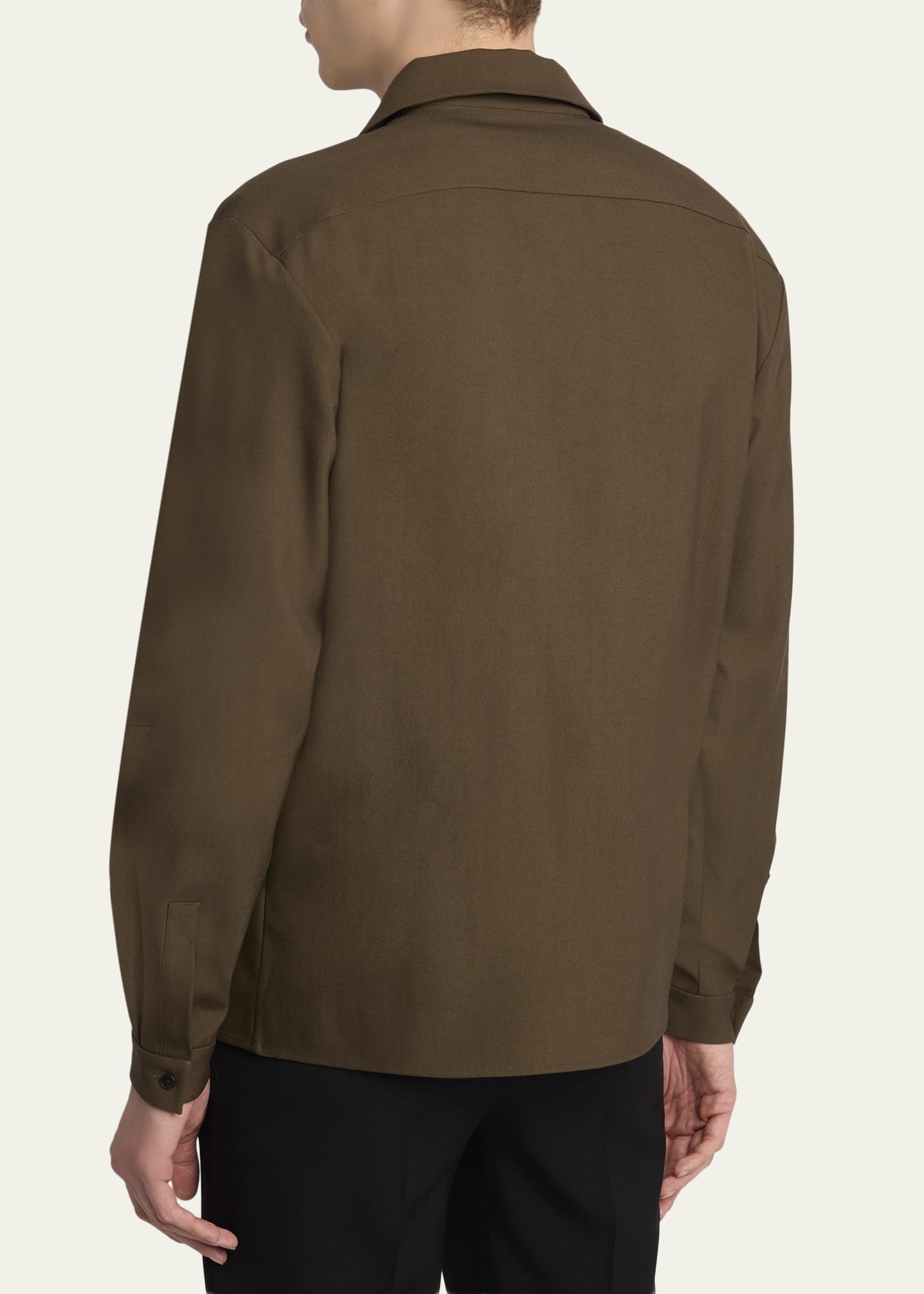 THE ROW Men's Kanta Wool Notch-Collar Button-Down Shirt - Bergdorf
