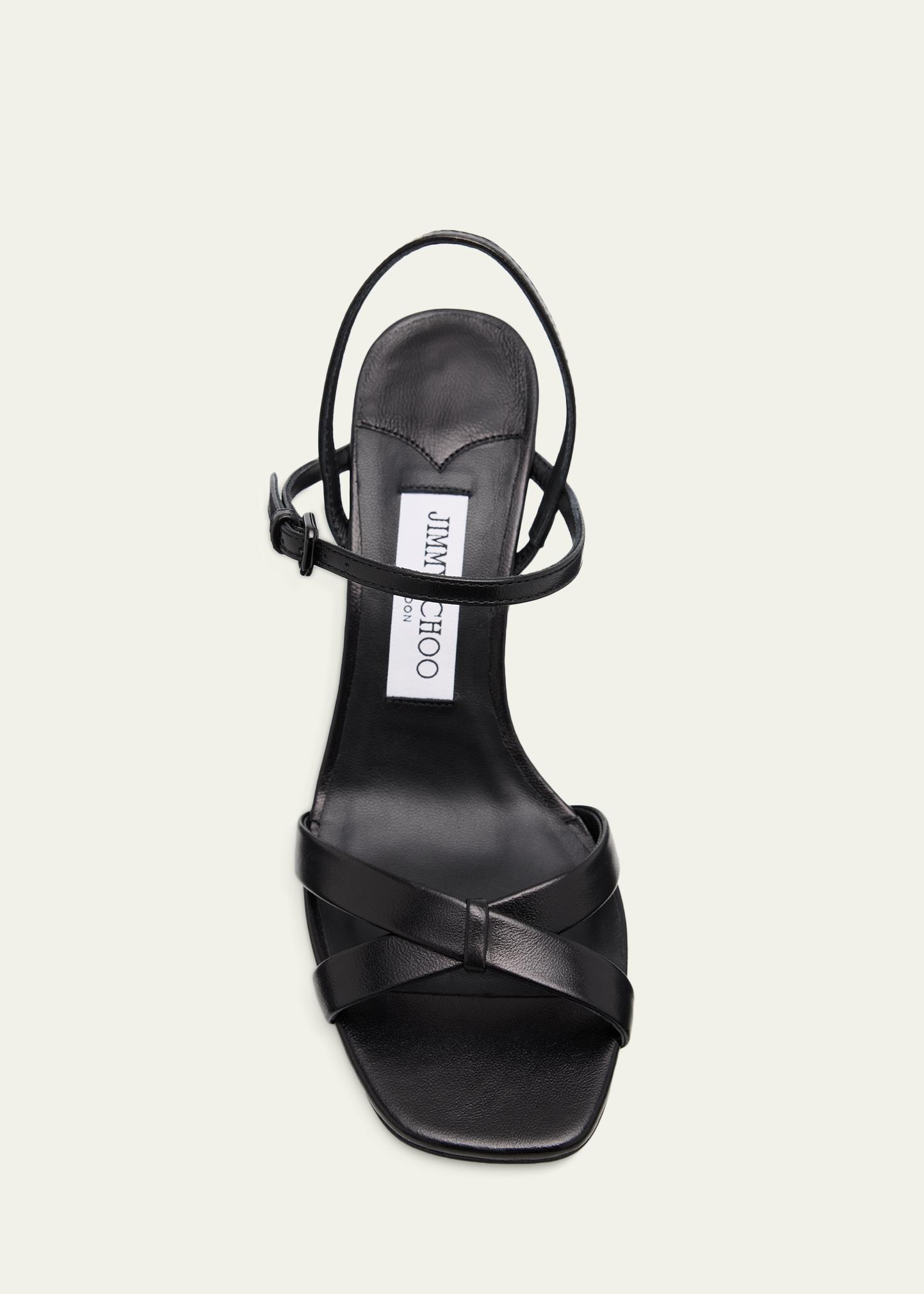 Jimmy Choo 85mm Elsy Leather Block-Heel Sandals - Bergdorf Goodman
