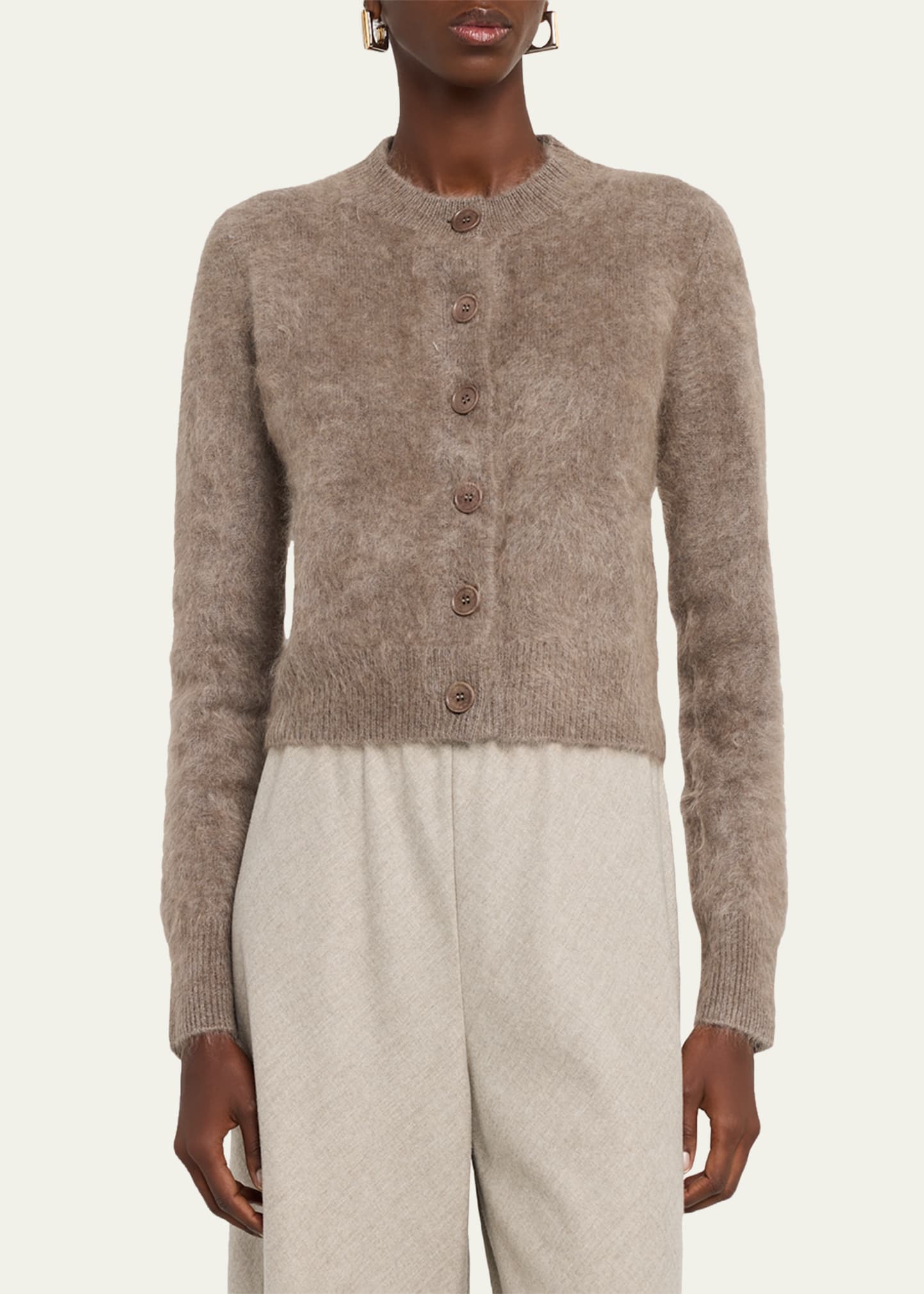 Lisa Yang Azalea Fuzzy Cashmere Crewneck Cardigan - Bergdorf Goodman