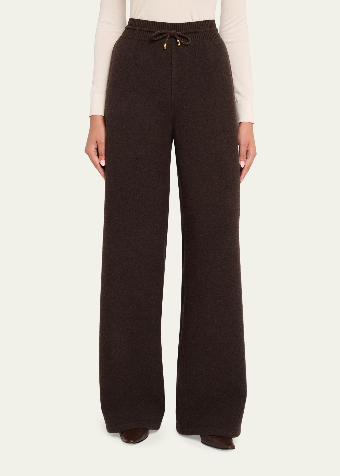 Loro Piana North Woods Wool-Cashmere Wide-Leg Drawstring Pants
