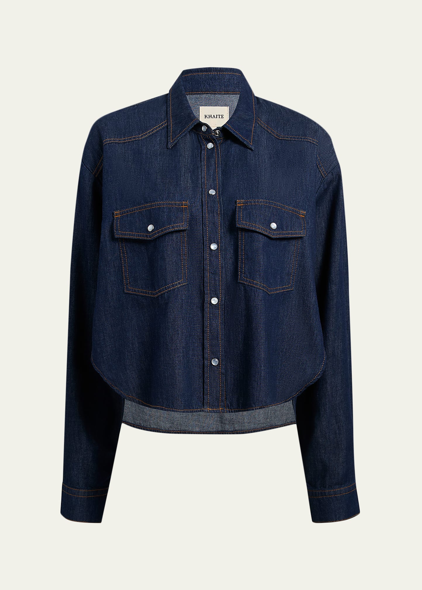 Khaite Grenon Denim Western Top - Bergdorf Goodman