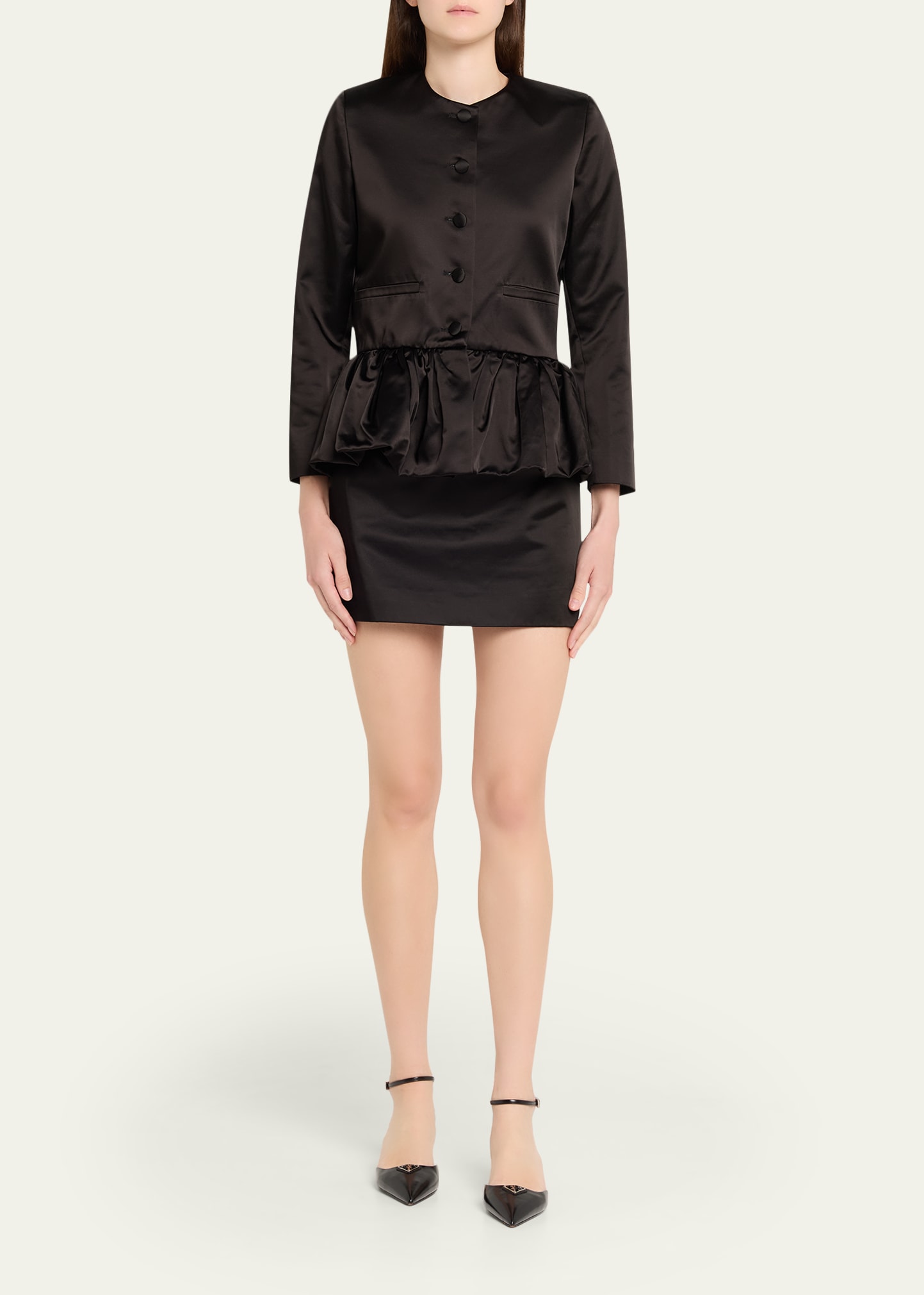 Liberowe Single-Breasted Satin Peplum Jacket - Bergdorf Goodman