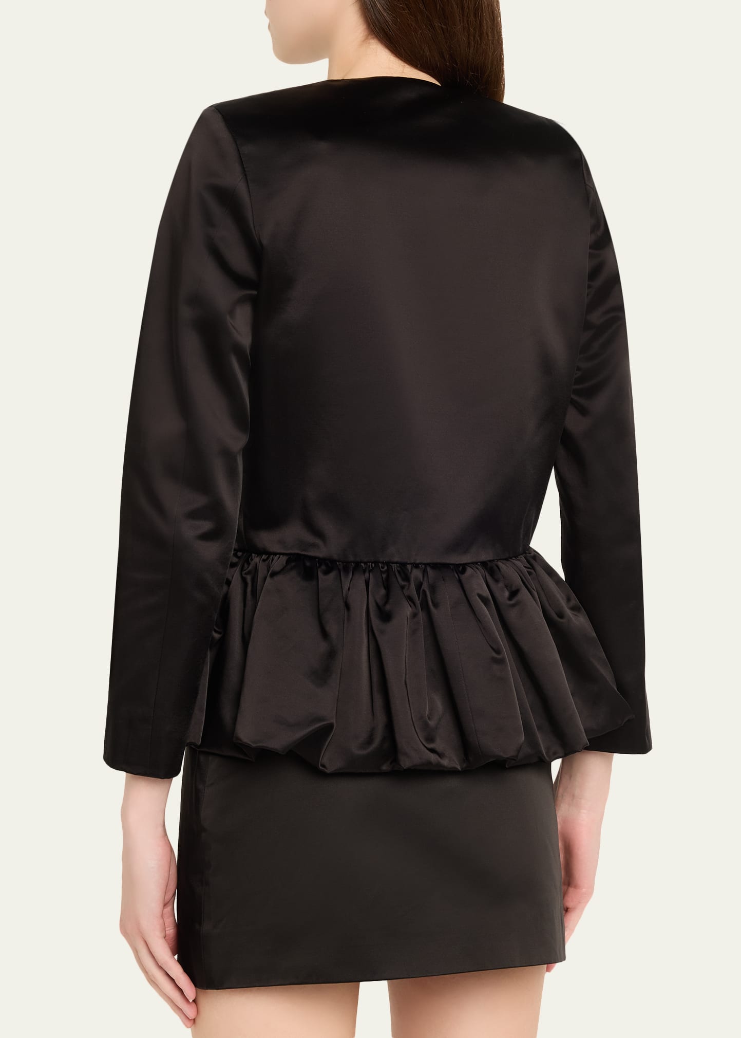 Liberowe Single-Breasted Satin Peplum Jacket - Bergdorf Goodman