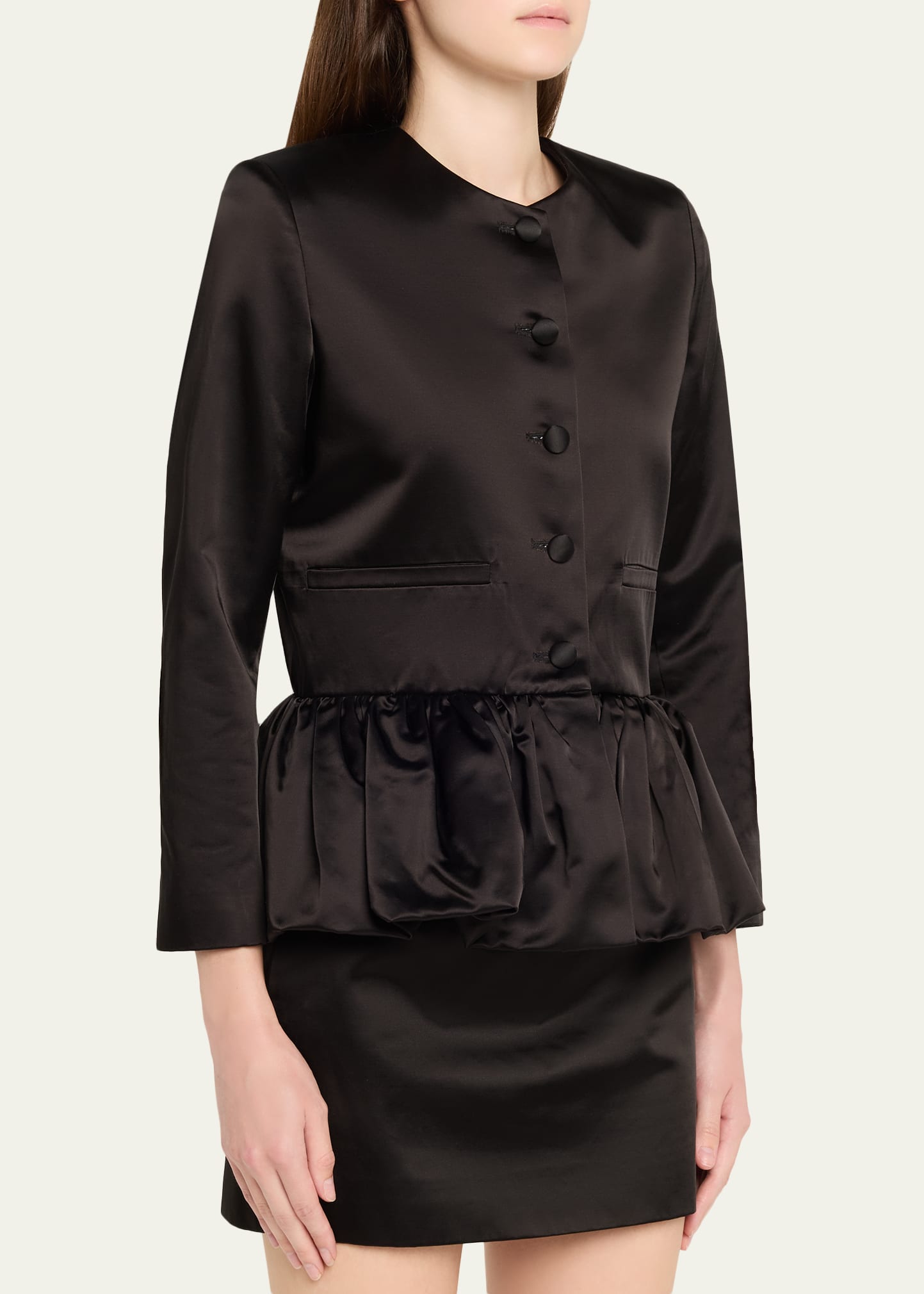 ※完売品【maisonspecial】Satin Peplum Jacket Liberowe Single-Breasted Satin Peplum Jacket - Bergdorf Goodman