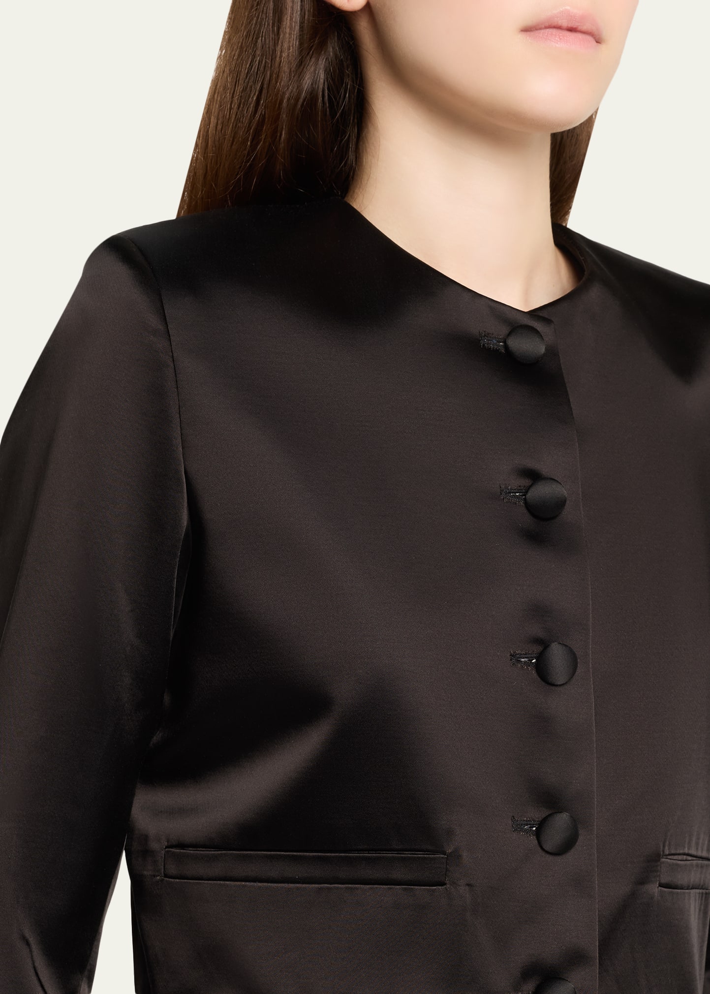 Liberowe Single-Breasted Satin Peplum Jacket - Bergdorf Goodman