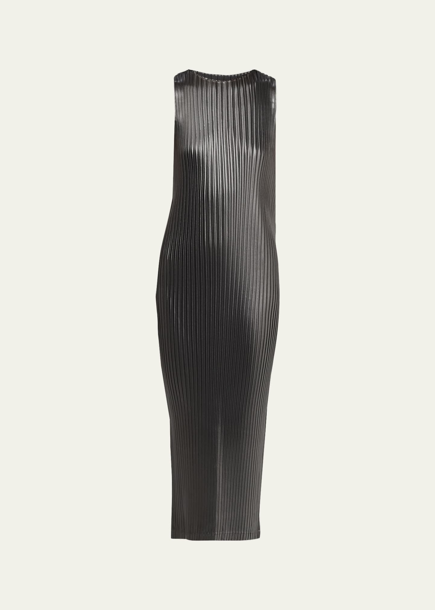 Issey Miyake Sleeveless Glossed Metal Plisse Midi Dress - Bergdorf