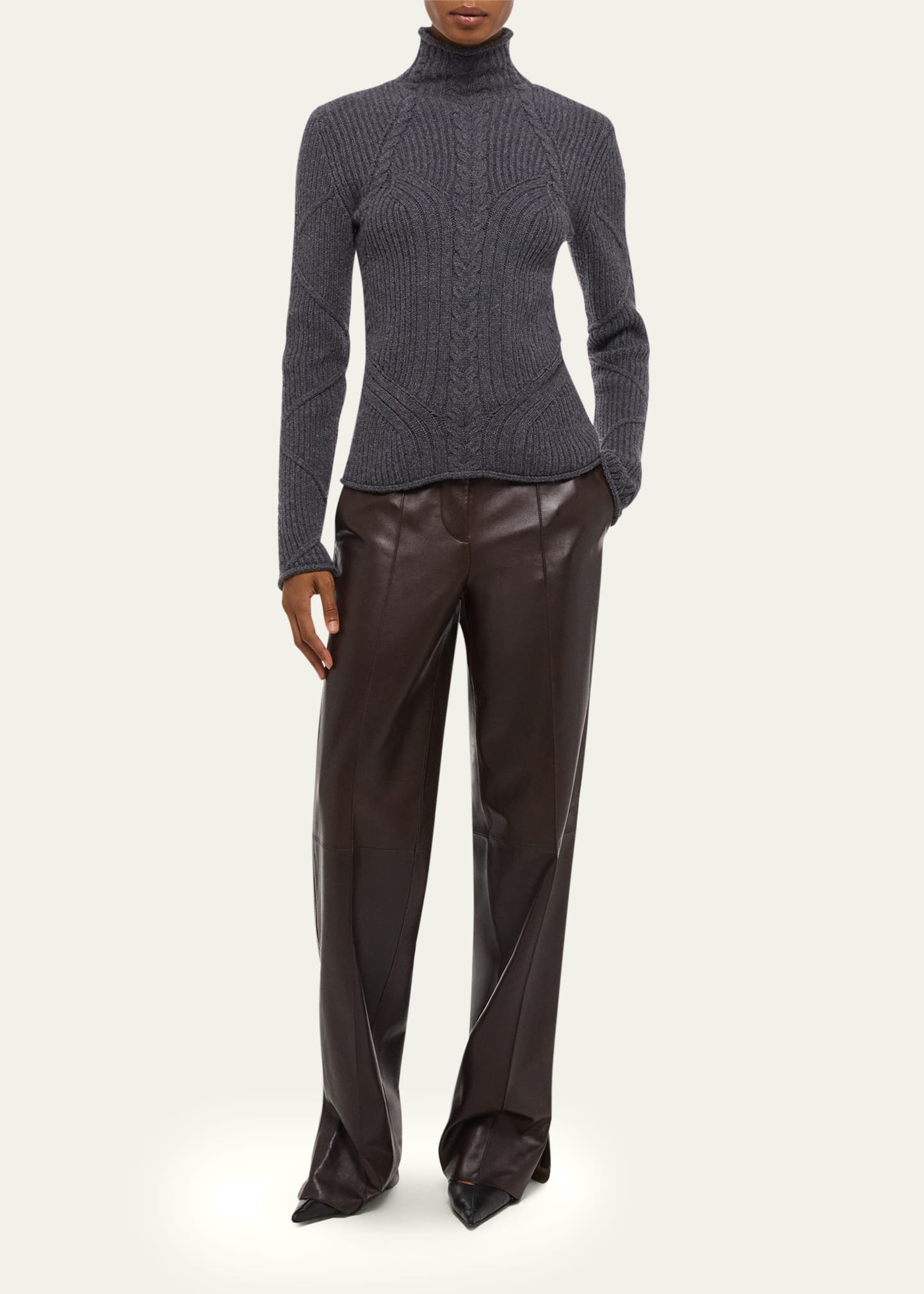 Helmut Lang Cable Turtleneck Sweater - Bergdorf Goodman