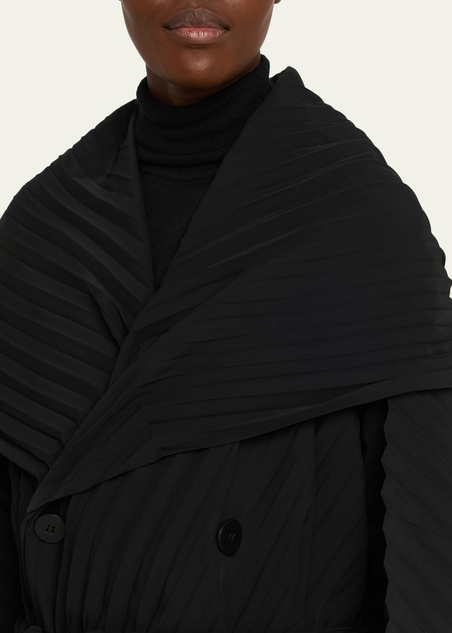 Issey Miyake Wave Pleats Belted Long Trench Coat - Bergdorf Goodman