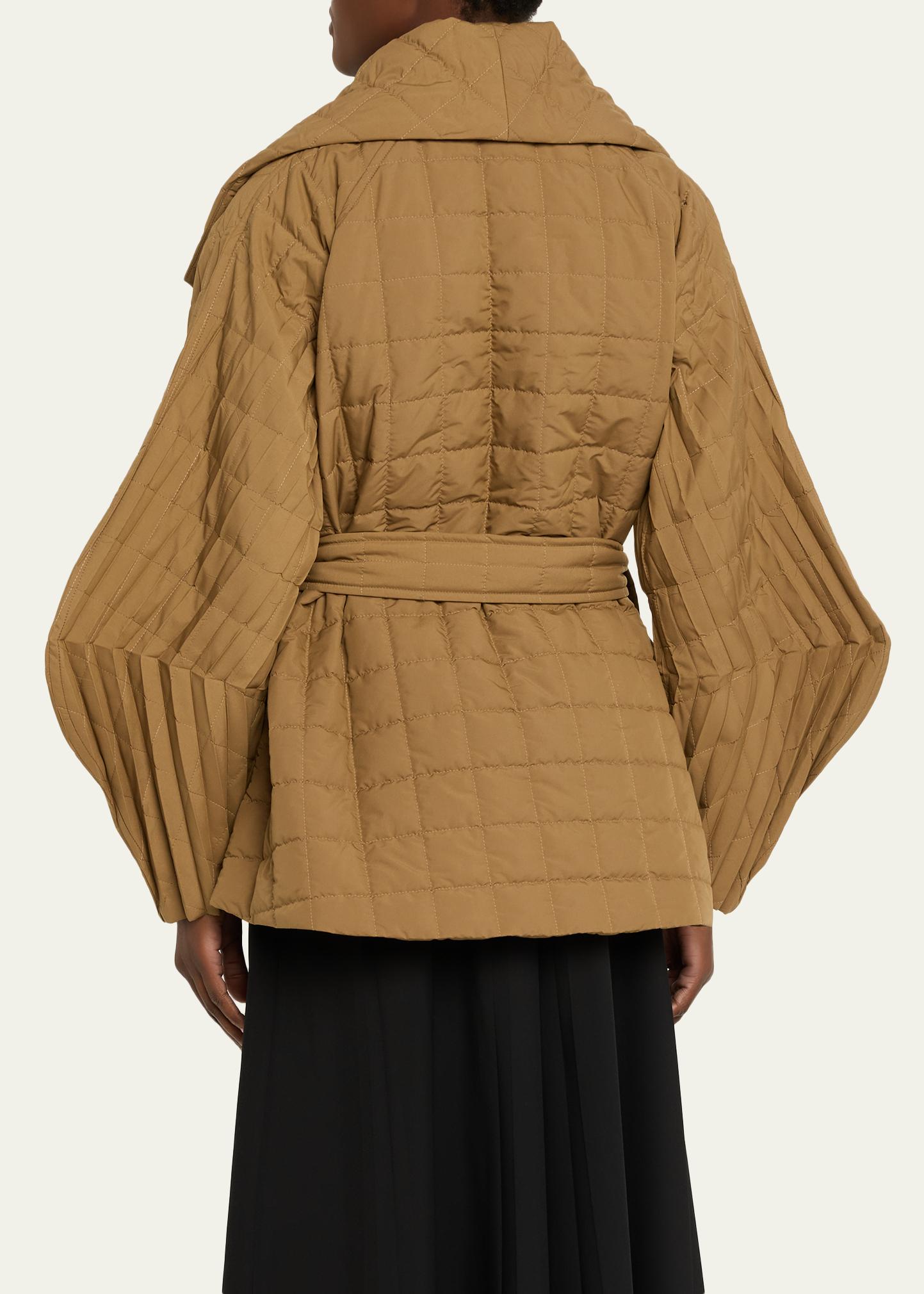 Issey Miyake Pleated Structured Sleeve Quilted Wrap Jacket