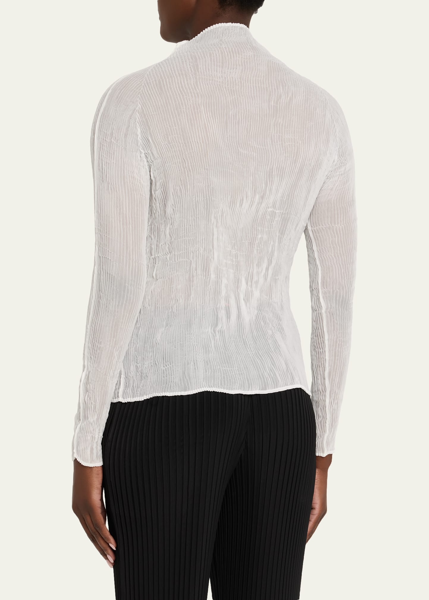 Issey Miyake Chiffon Twist Long-Sleeve Top - Bergdorf Goodman