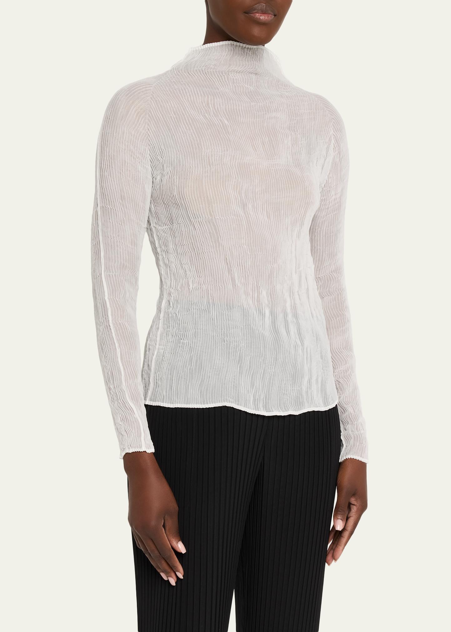 Issey Miyake Chiffon Twist Long-Sleeve Top - Bergdorf Goodman