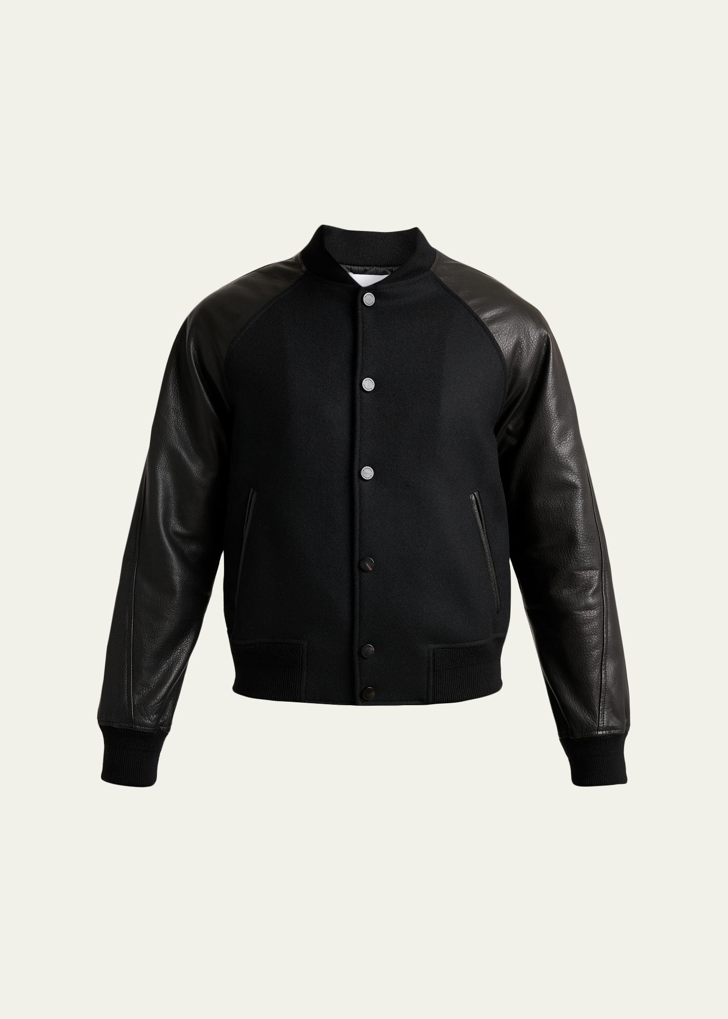 Givenchy Men's Mixed Material Wool and Leather Bomber Jacket