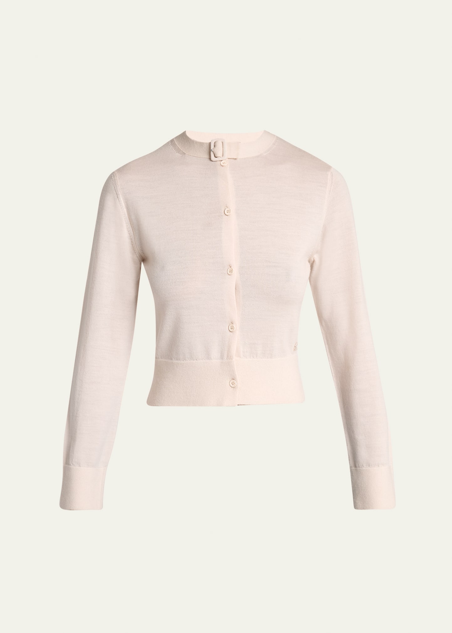 Courreges Buckle Crewneck Merino Wool Crop Cardigan - Bergdorf Goodman
