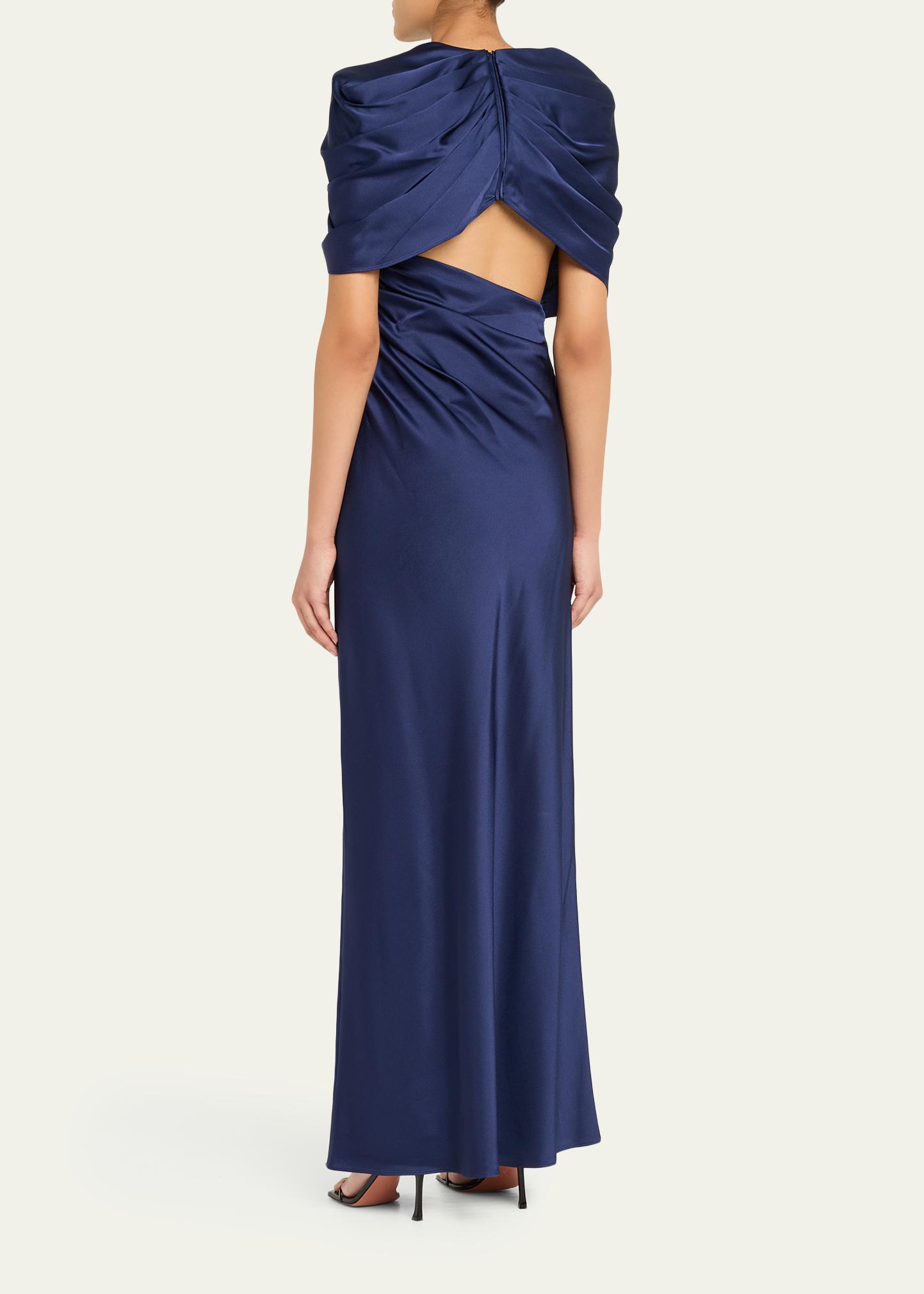 Stella McCartney Draped Capelet Satin Gown - Bergdorf Goodman