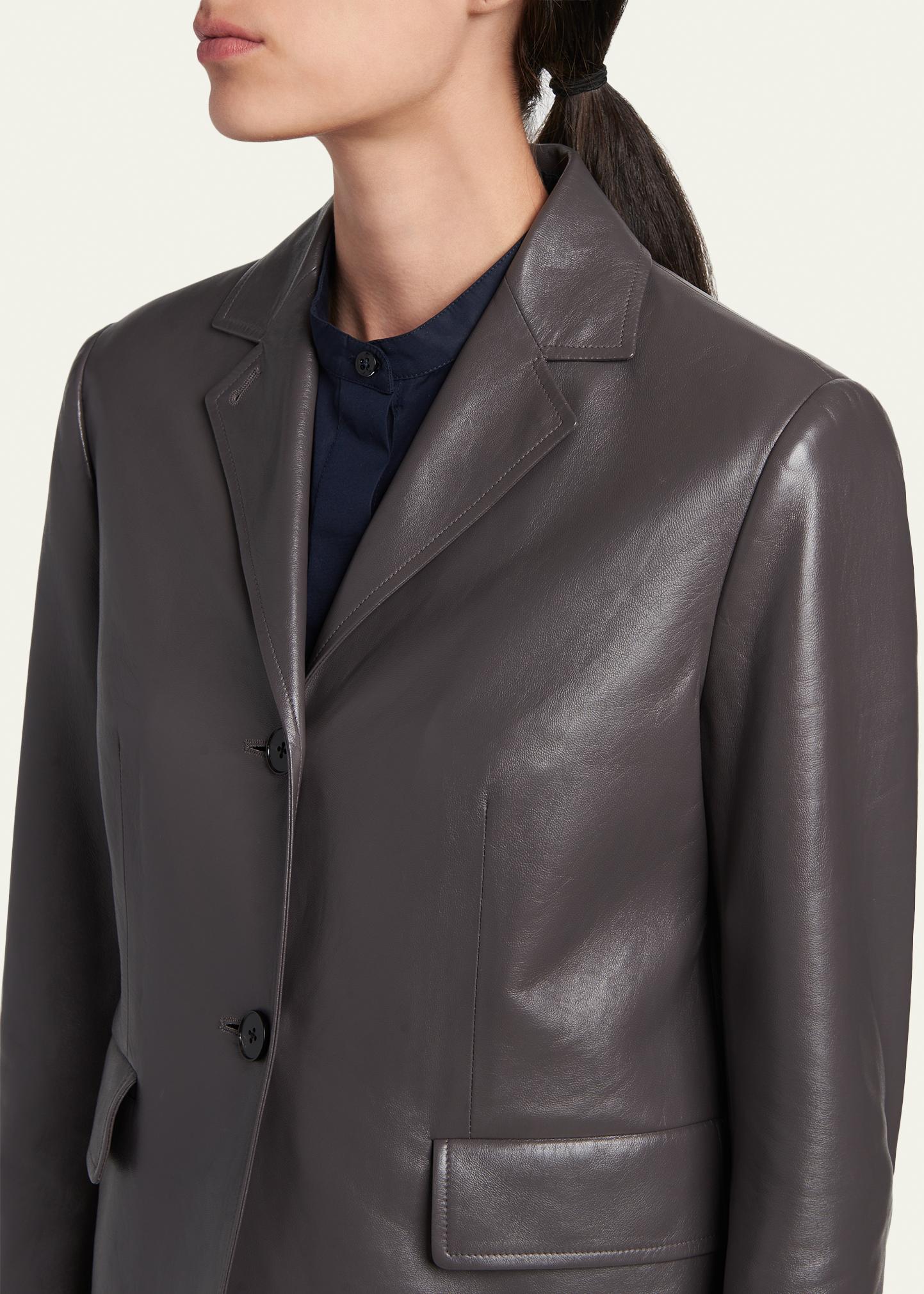 Jil Sander Leather Single-Breasted Blazer Jacket - Bergdorf Goodman
