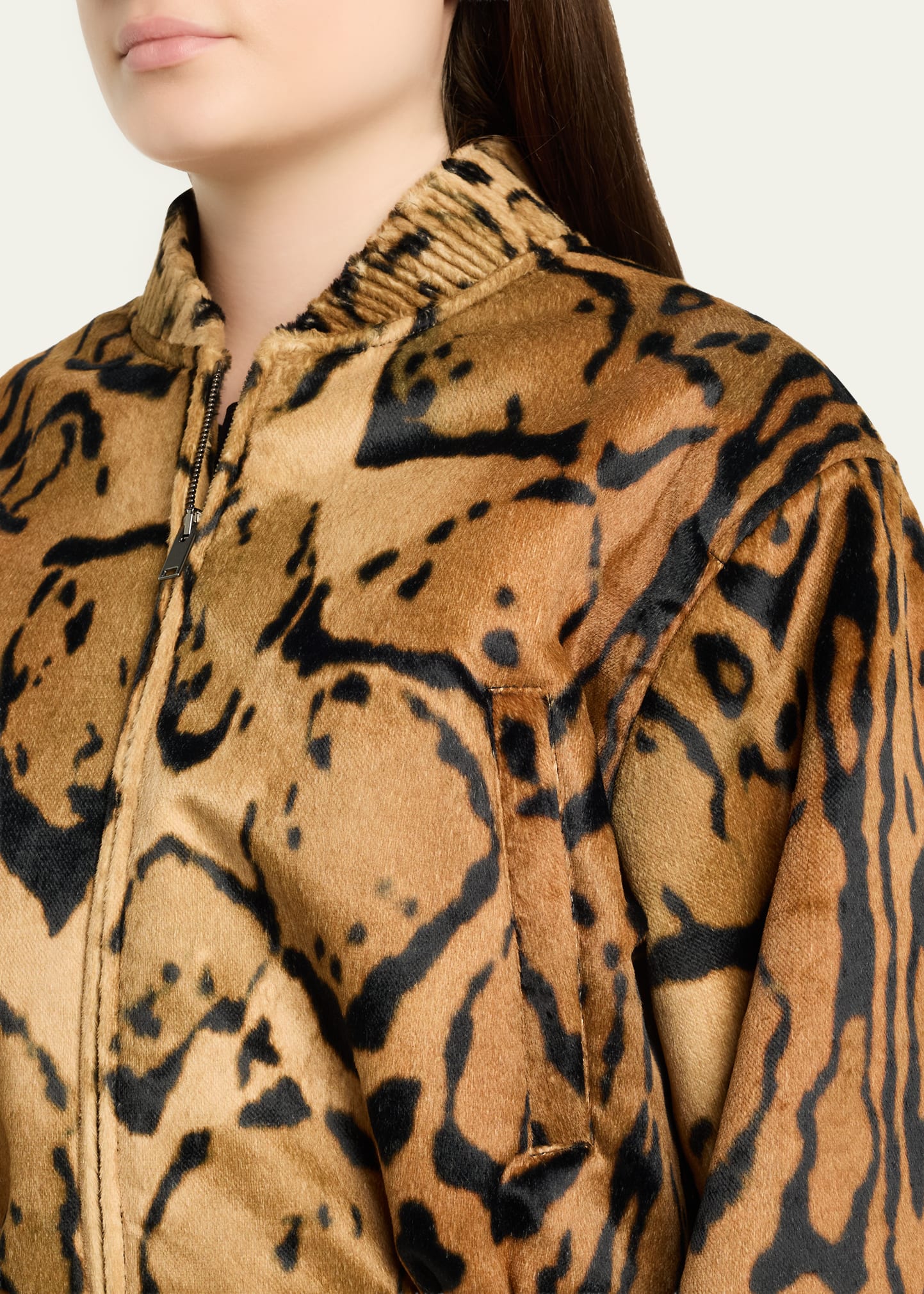 Stella McCartney Cloud Leopard Velvet Bomber Jacket - Bergdorf Goodman