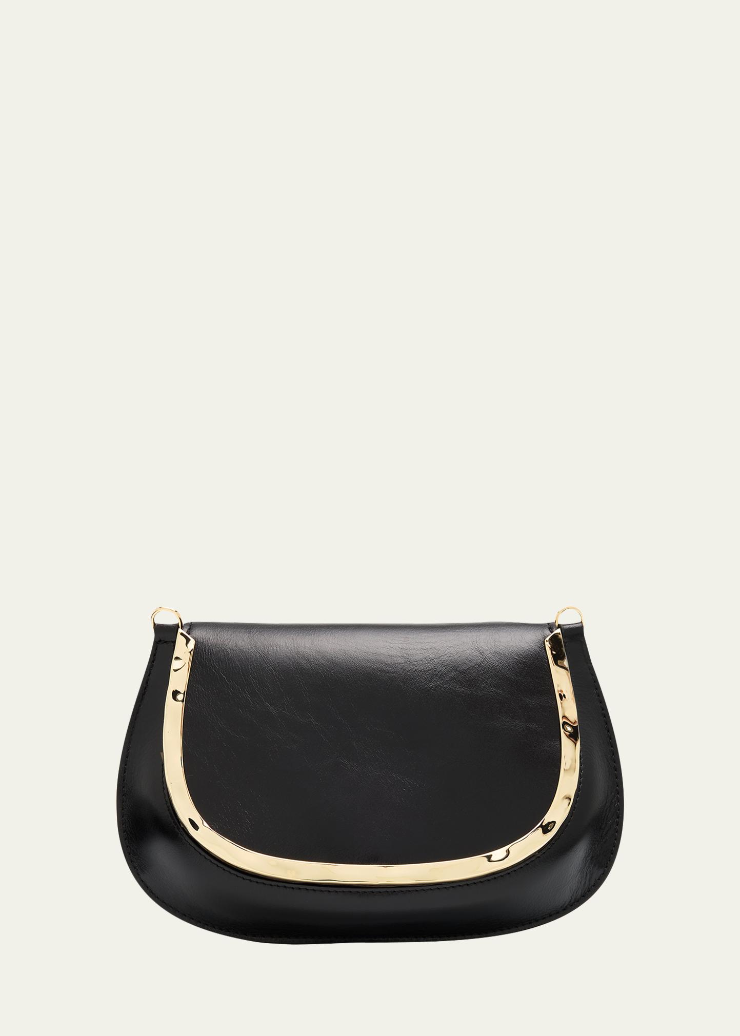 SIMKHAI Logan Metal-Trim Shiny Leather Crossbody Bag - Bergdorf