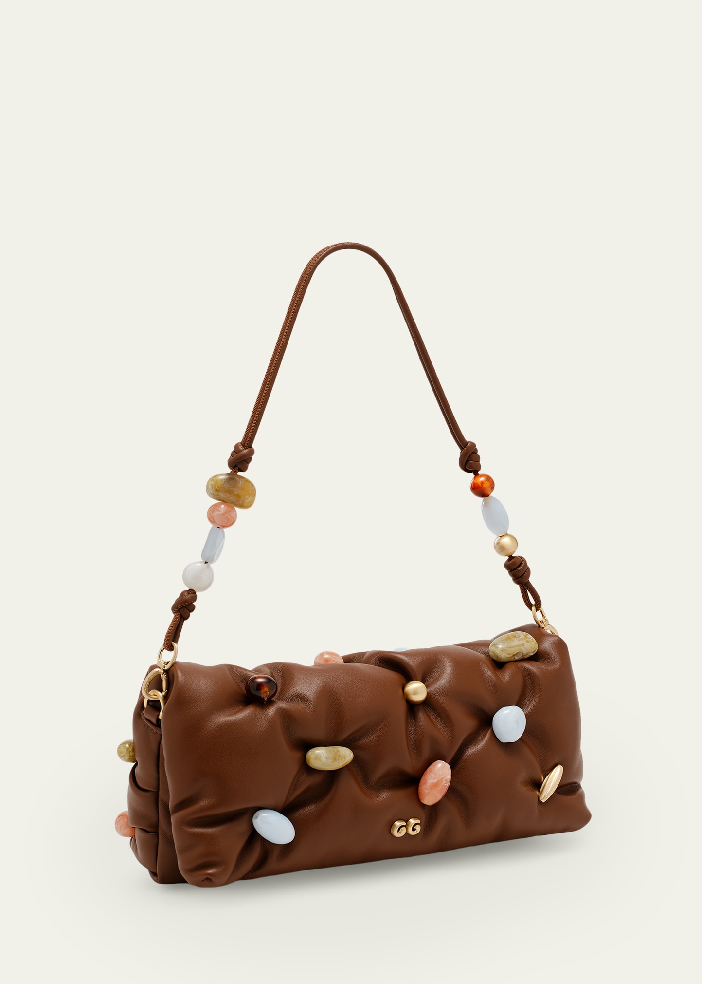 Cult Gaia Amalia Acrylic Bead-Embellished Leather Clutch Bag
