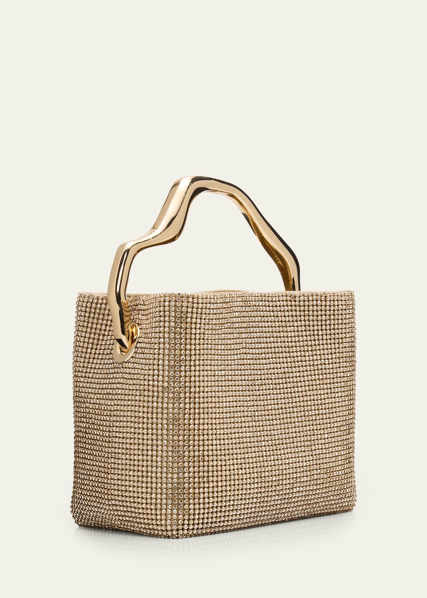 Cult Gaia Solene Mini Rhinestone Sculptural Top-Handle Bag