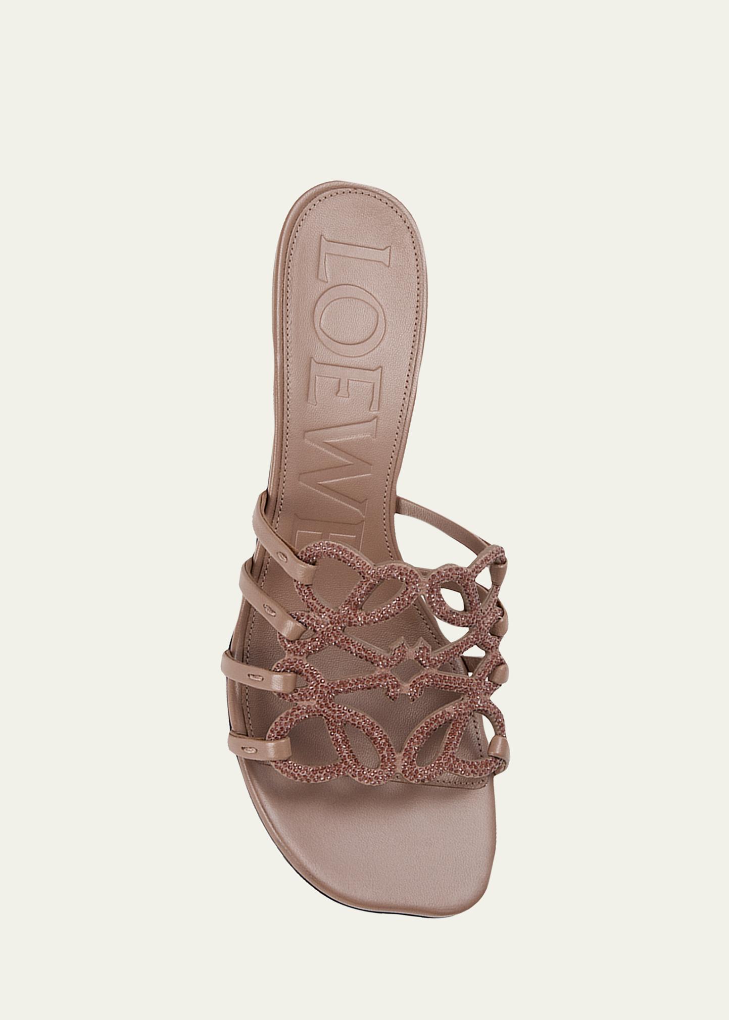 LOEWE 45mm Petal Anagram Embellished Leather Mule Sandals