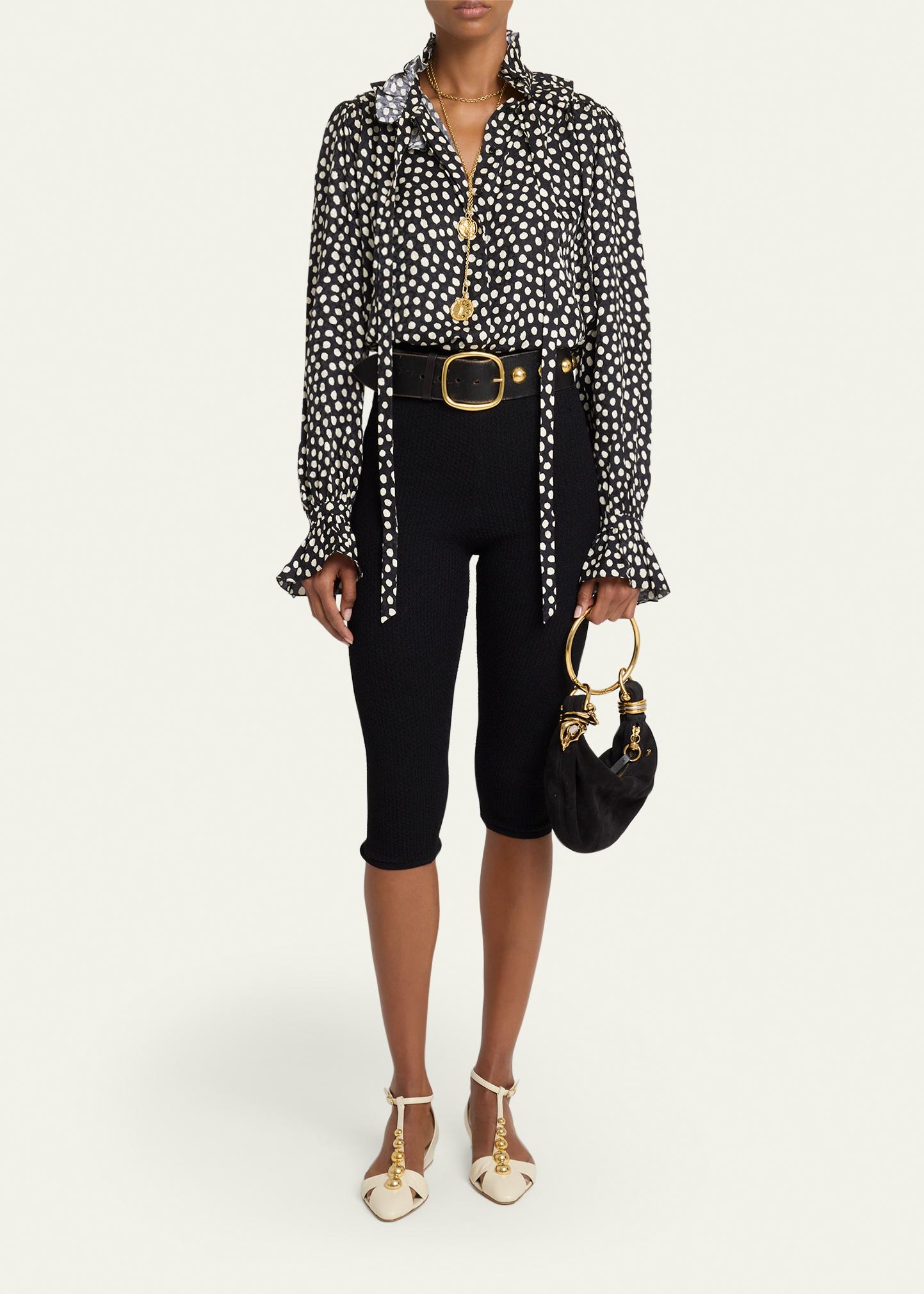 Chloé Dots-Print Silk Jacquard Ruffle Blouse - Bergdorf Goodman