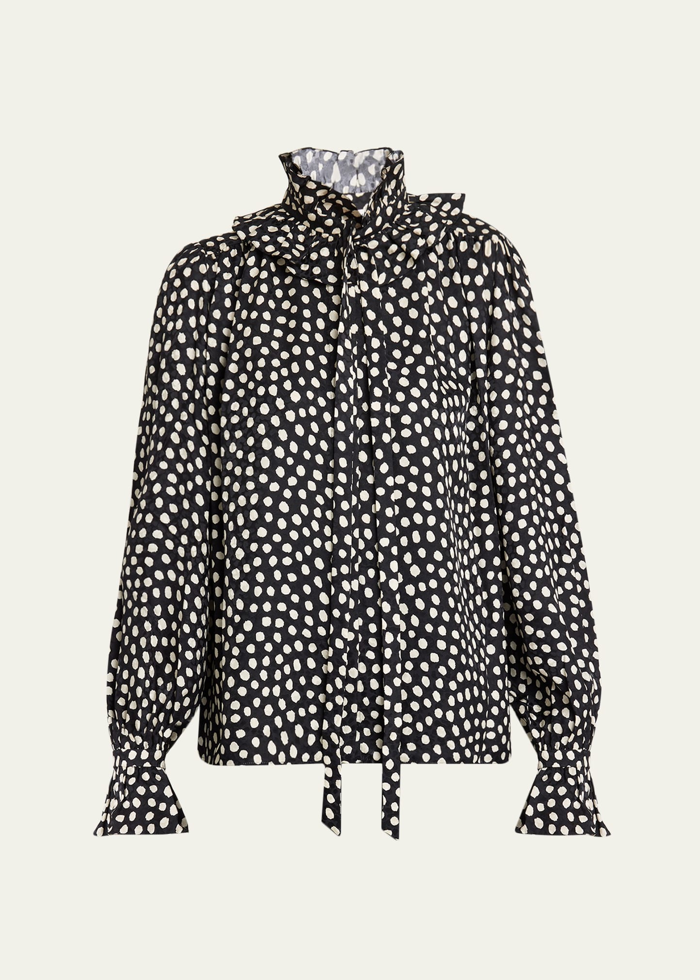 Chloe Dots-Print Silk Jacquard Ruffle Blouse - Bergdorf Goodman