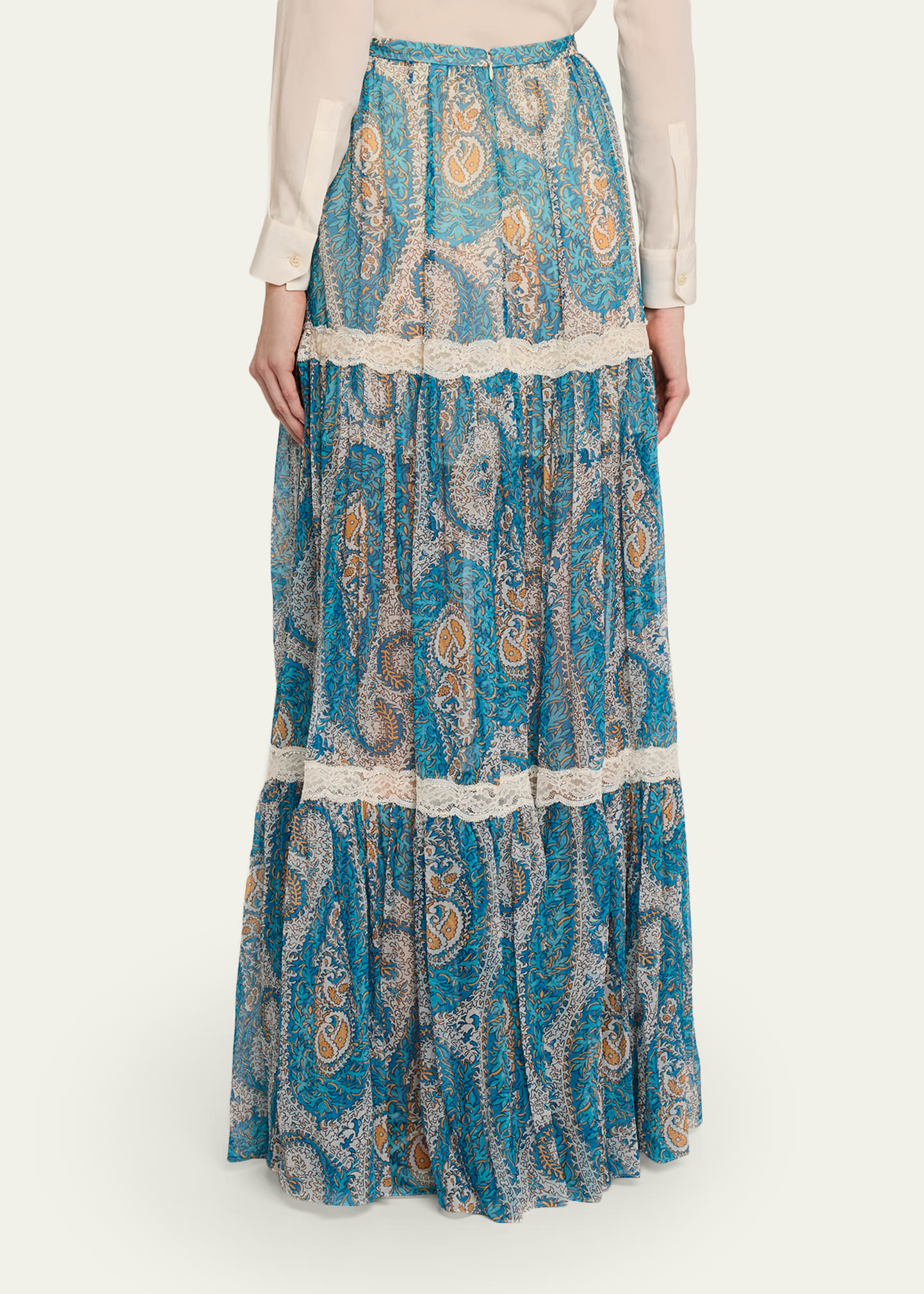 Etro Lace-Trimmed Paisley Maxi Skirt - Bergdorf Goodman