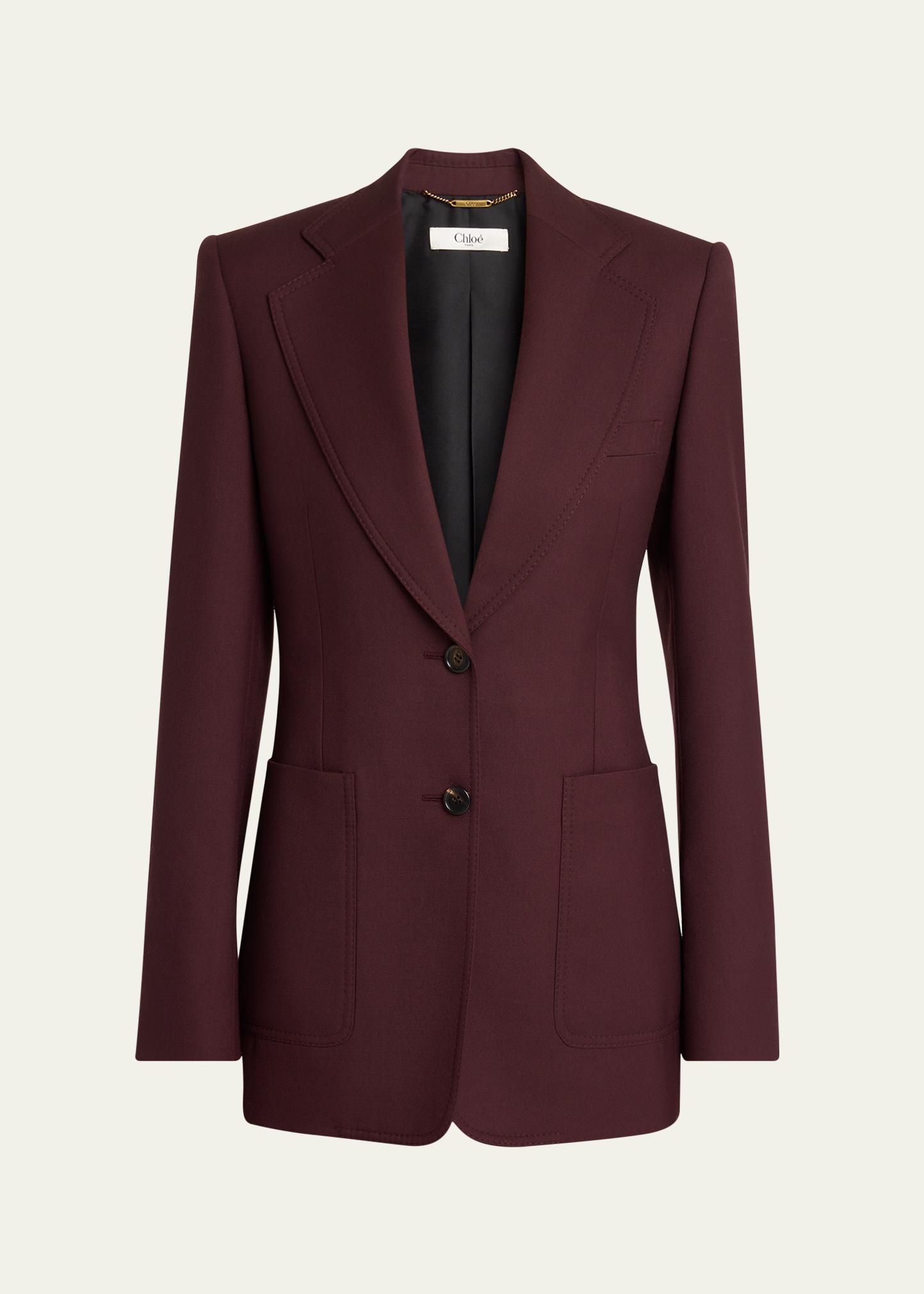 Chloe Wool Gabardine Single-Breasted Blazer Jacket - Bergdorf Goodman