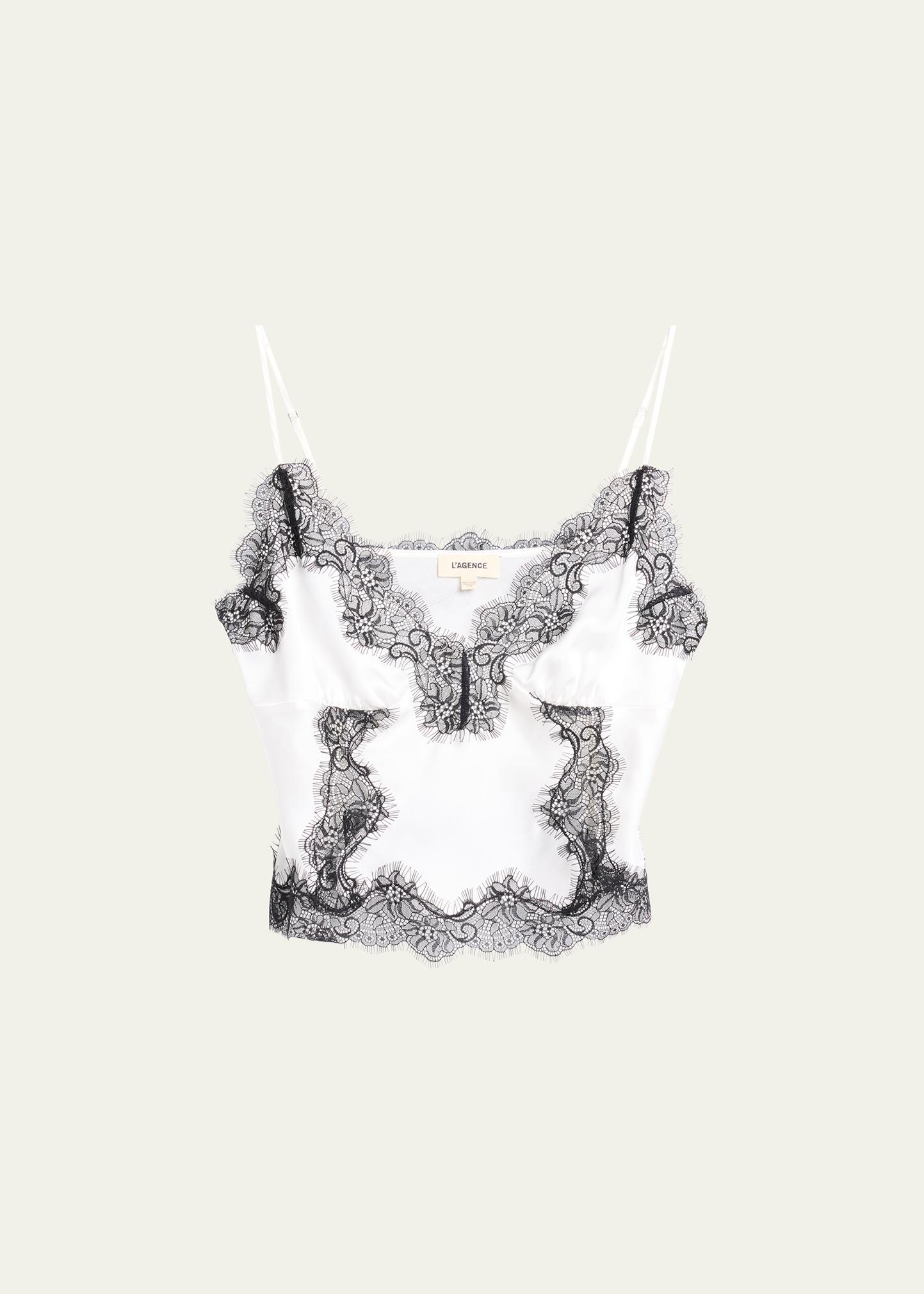 L'AGENCE Kimber Lace-Trim Silk Cami - Bergdorf Goodman
