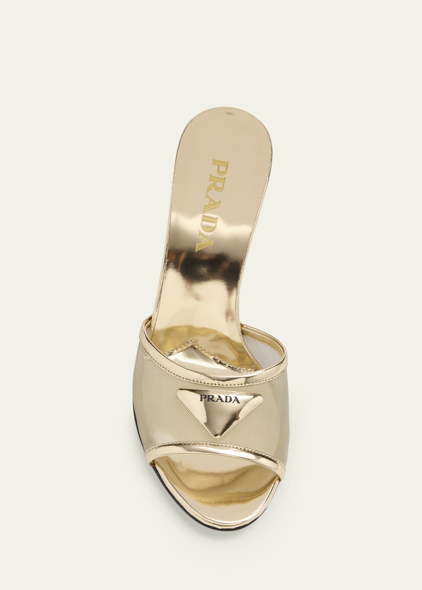 PRADA ゴールド・ リーフ装飾ミュール　37 Prada 75mm Metallic Leather Mesh Sandals - Bergdorf Goodman
