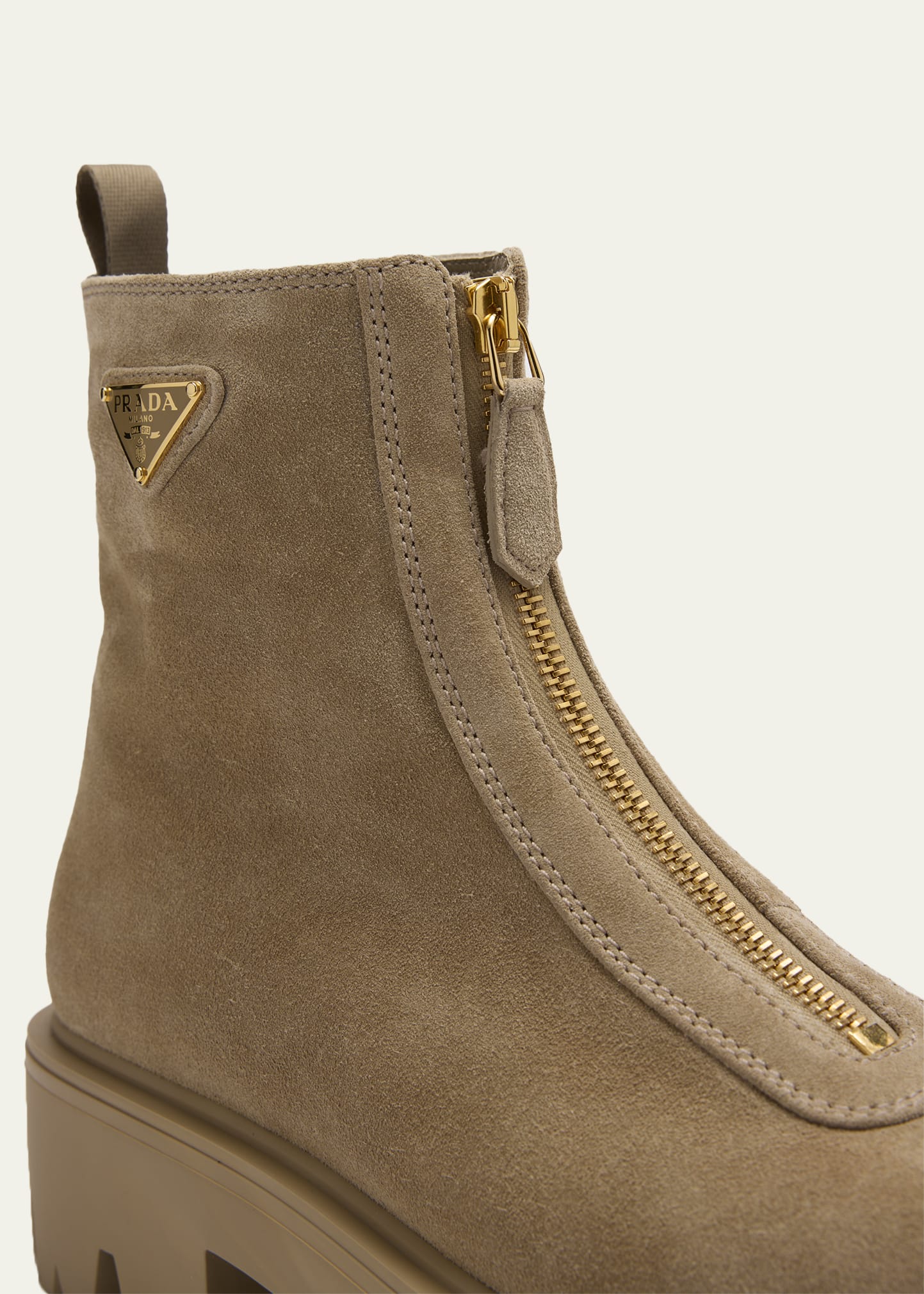 Prada Stride Suede Zip Ankle Booties - Bergdorf Goodman