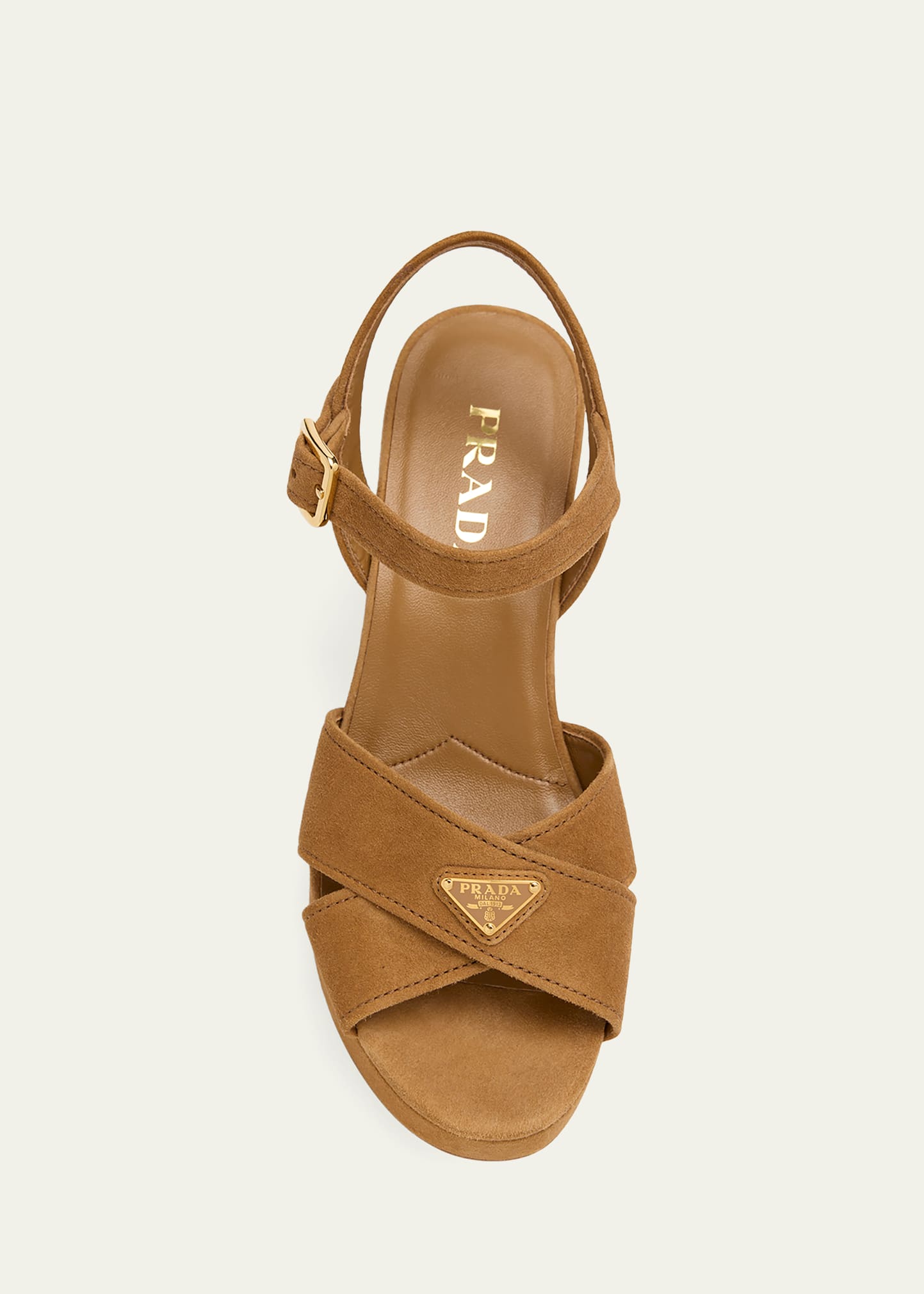 Prada Triangle Suede Platform Sandals - Bergdorf Goodman