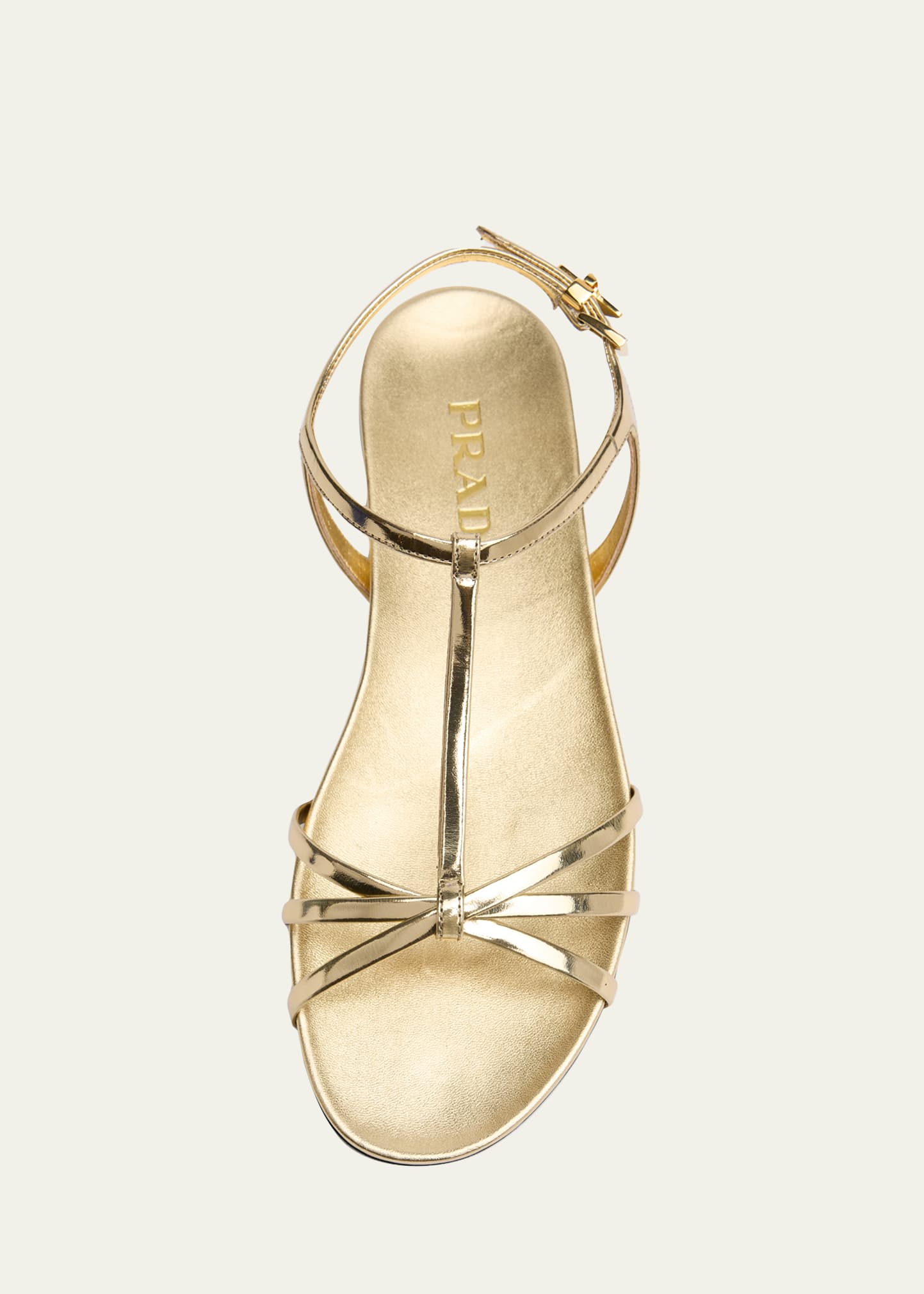 Prada Strappy Metallic Leather Flat Sandals - Bergdorf Goodman