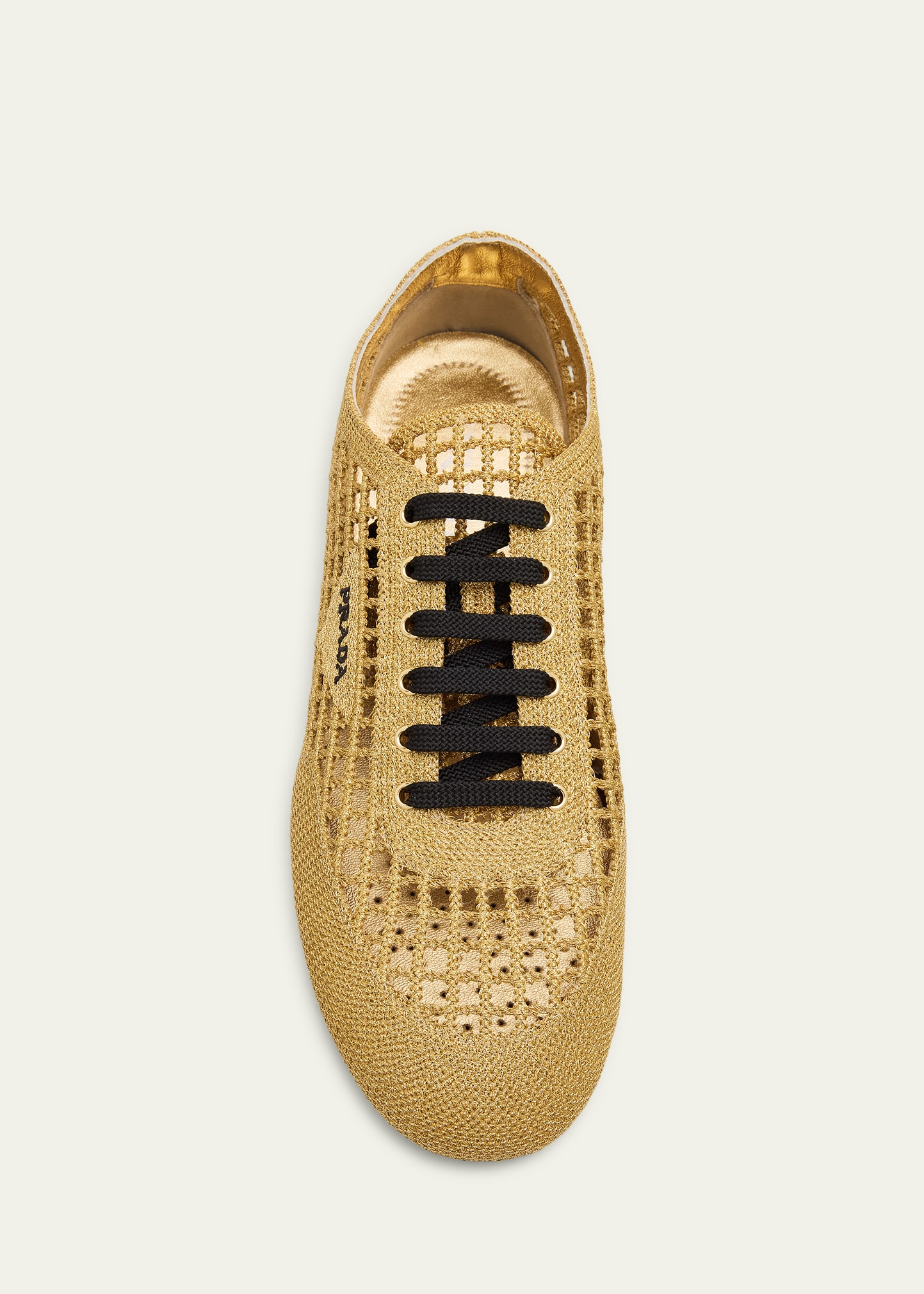 Prada Metallic Crochet Low-Top Sneakers - Bergdorf Goodman