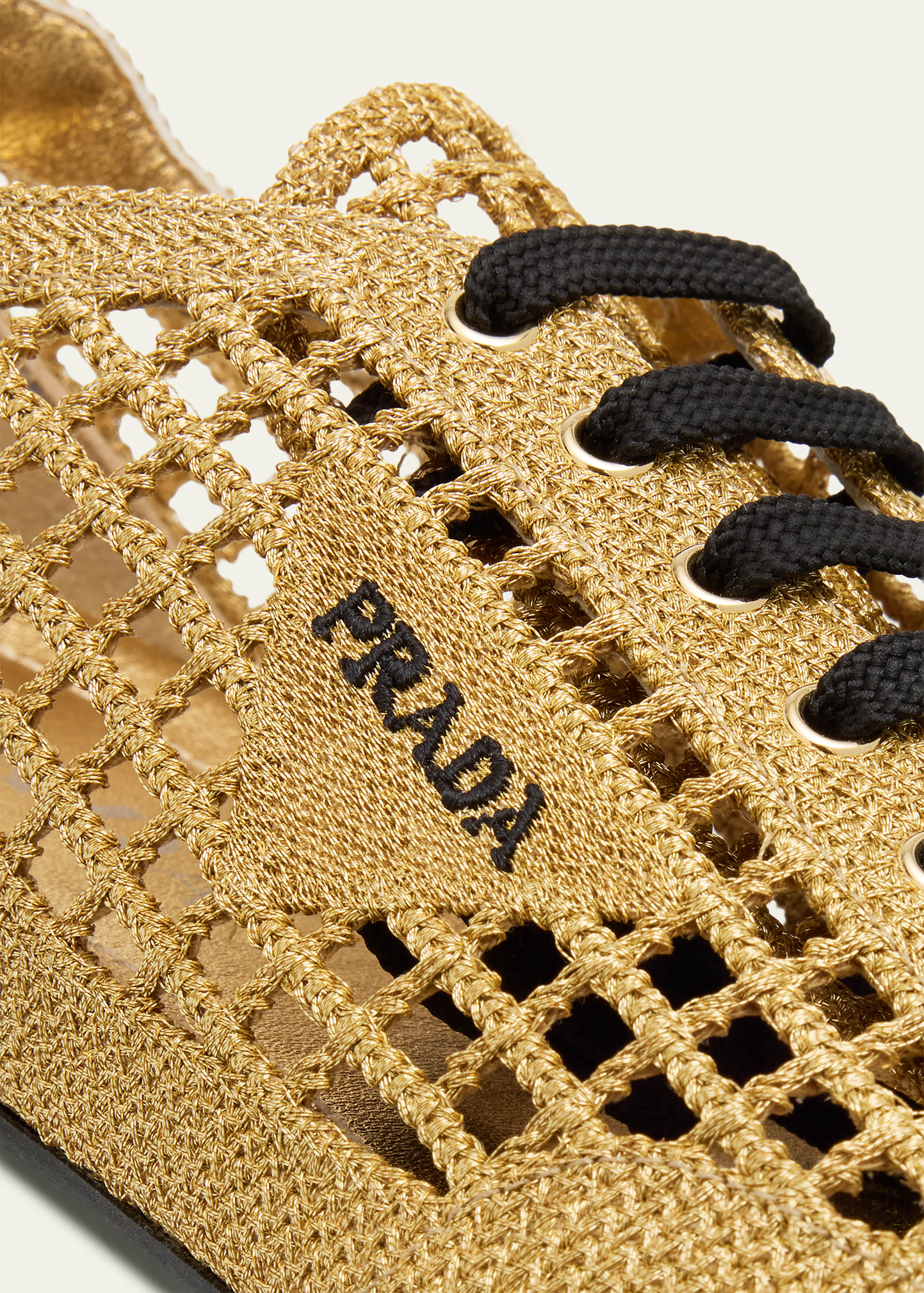 Prada Metallic Crochet Low-Top Sneakers - Bergdorf Goodman