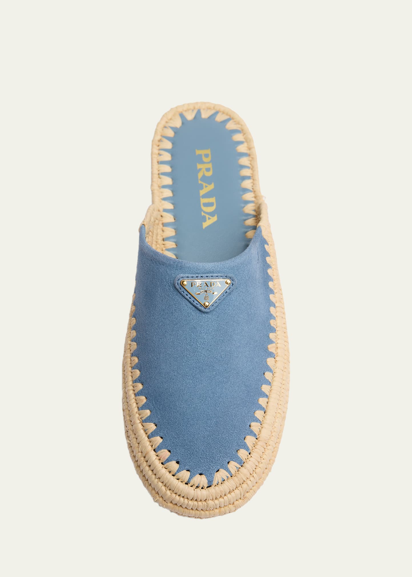 Prada Triangle Logo Suede Espadrille Mules - Bergdorf Goodman