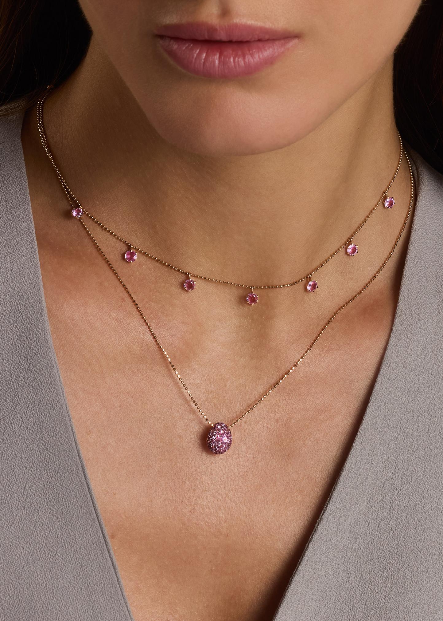 Graziela Gems 18K Pink Sapphire Floating Necklace, 2.0tcw