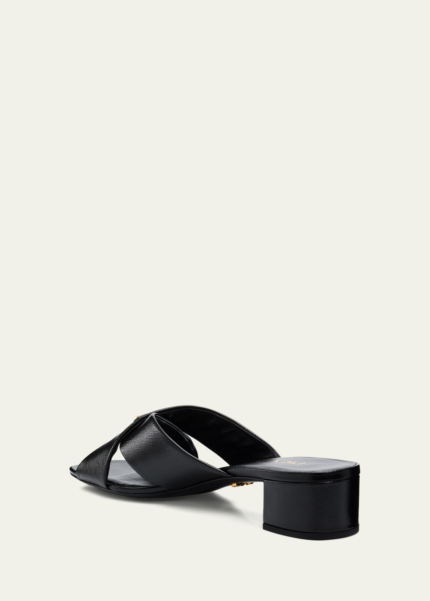 Prada 35mm Triangle Logo Metallic Leather Mule Sandals - Bergdorf