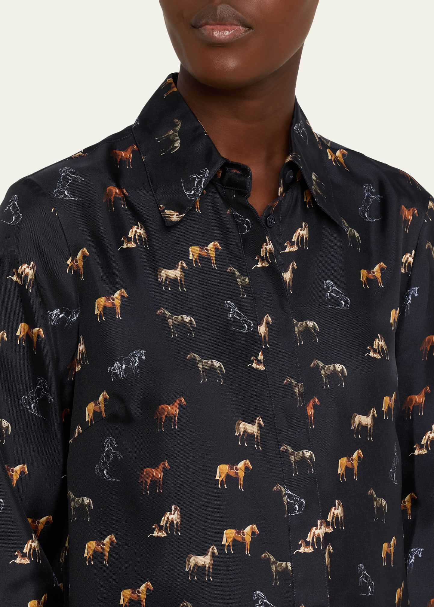 Gabriela Hearst Cruz Horse-Print Silk Button-Down Shirt - Bergdorf