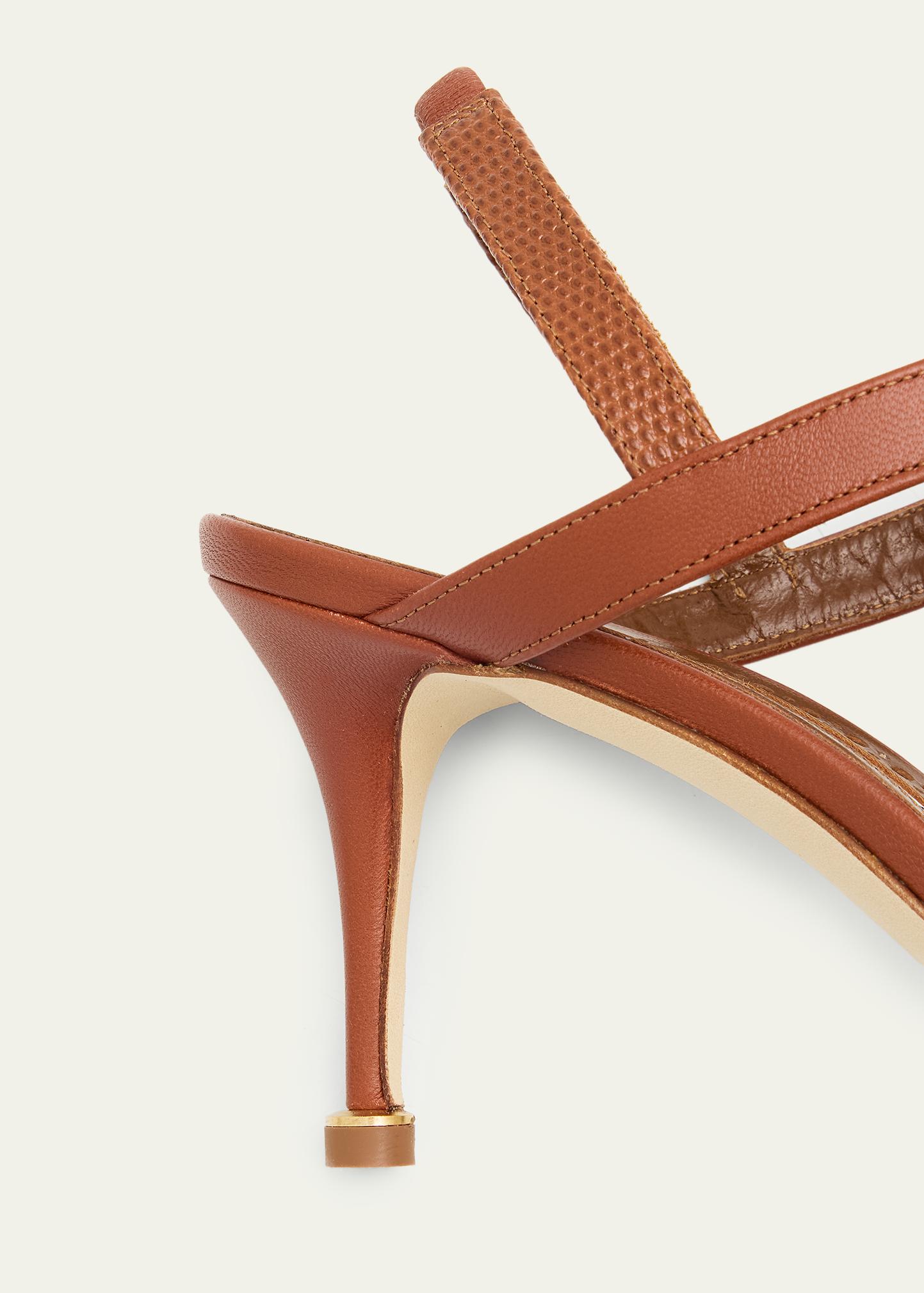Manolo Blahnik 70mm Retaux Metallic Leather Sandals - Bergdorf Goodman