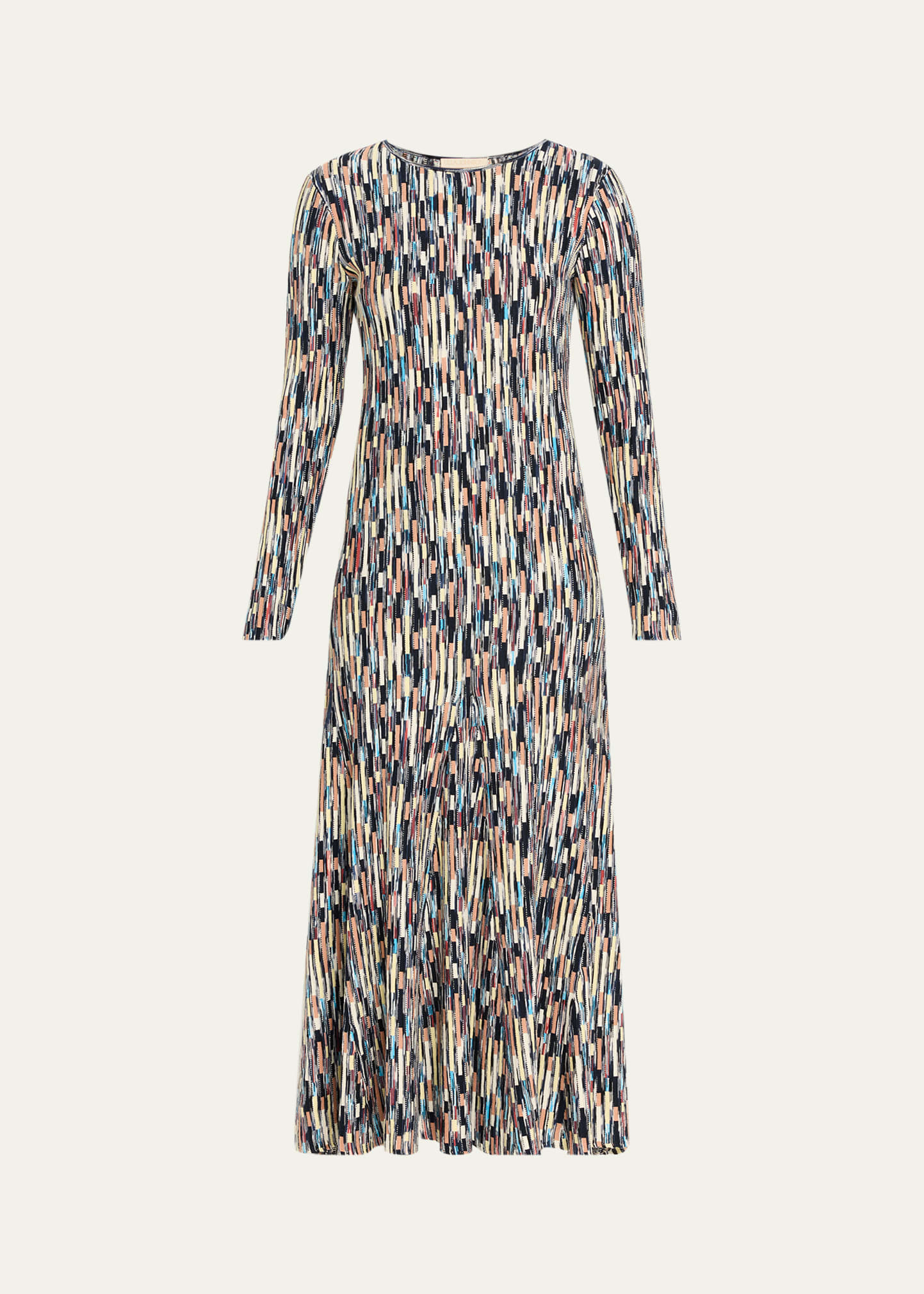 Ulla Johnson Estella Multi-Striped Knit Long-Sleeve Maxi Dress, Oasis, Women's, XL, Casual & Work Dresses Maxi Dresses