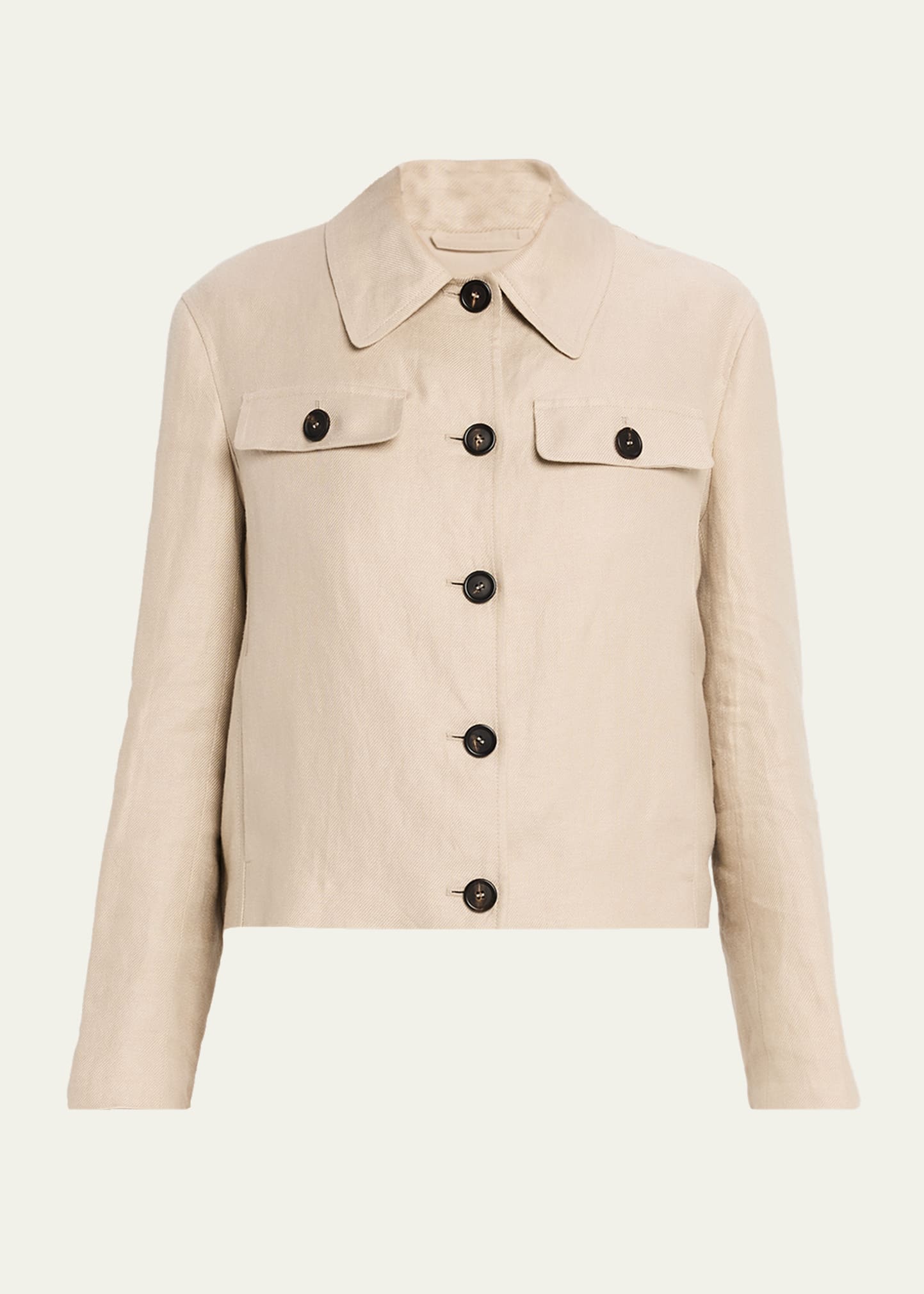 Brunello Cucinelli Structured Linen Twill Single-Breasted Shirt