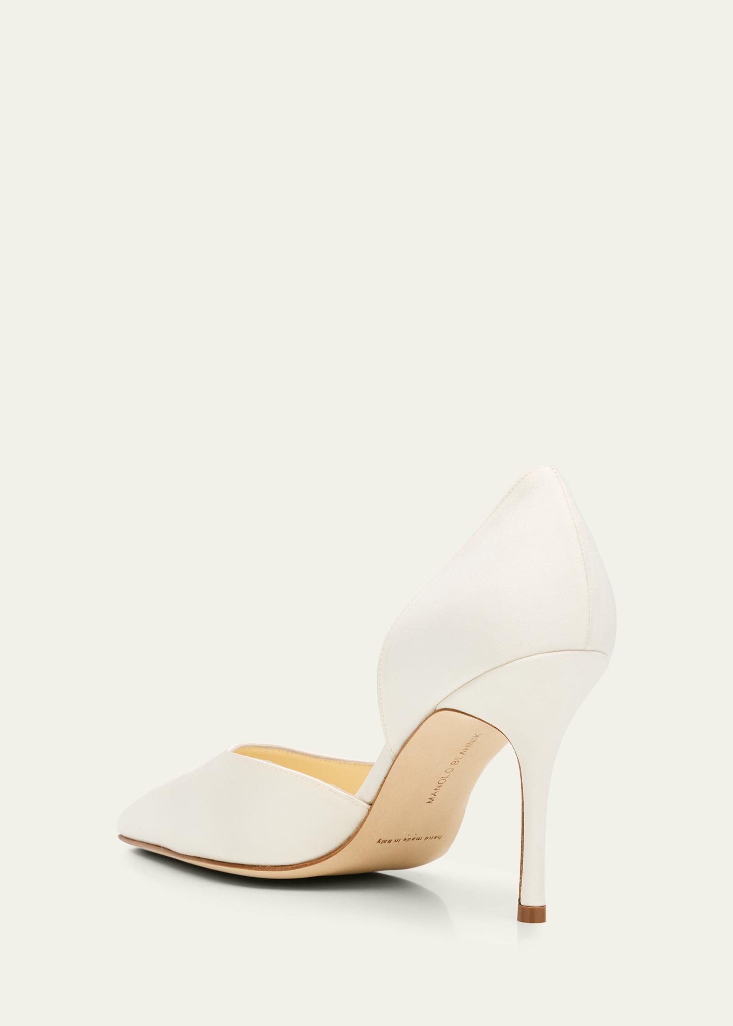 Manolo Blahnik 90mm Taylerbinu Satin Pointed-Toe Pumps - Bergdorf